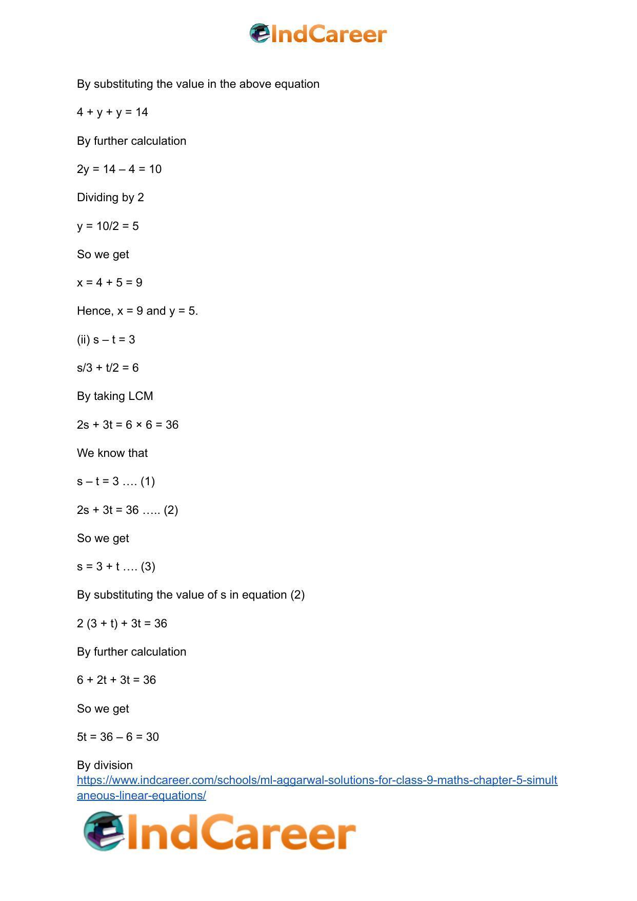 ML Aggarwal Solutions for Class 9 Maths Chapter 5- Simultaneous Linear Equations - Page 3