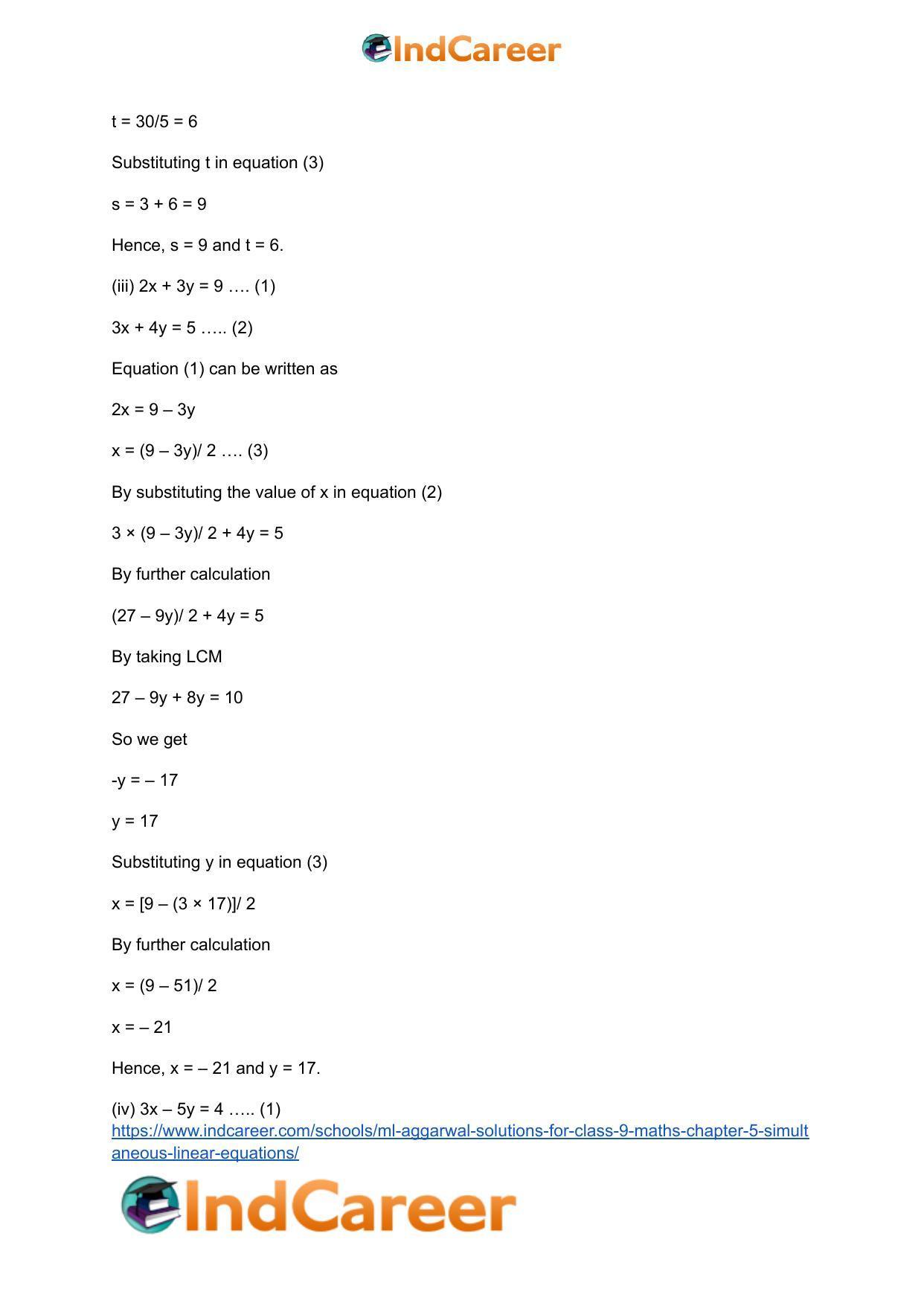ML Aggarwal Solutions for Class 9 Maths Chapter 5- Simultaneous Linear Equations - Page 4