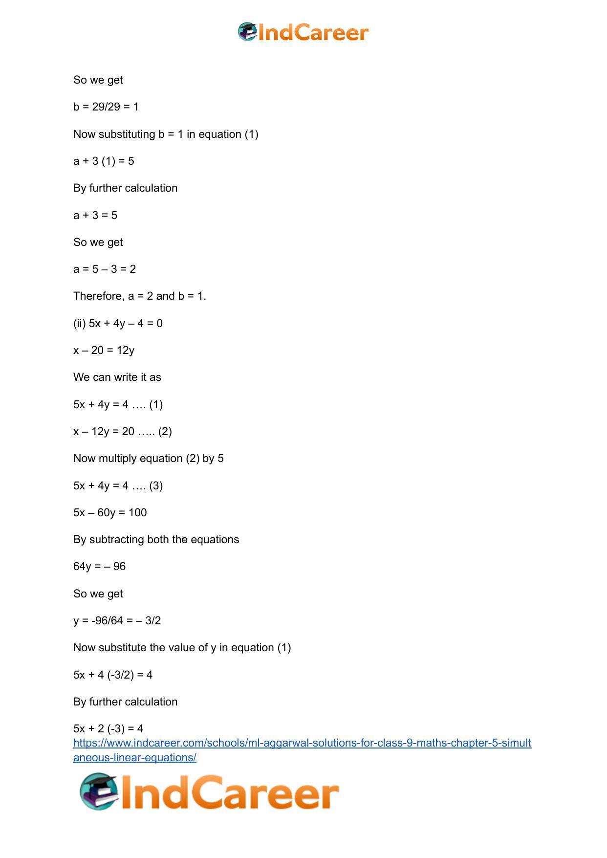 ML Aggarwal Solutions for Class 9 Maths Chapter 5- Simultaneous Linear Equations - Page 7