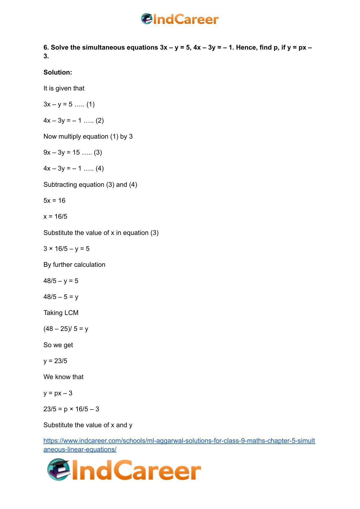 ML Aggarwal Solutions for Class 9 Maths Chapter 5- Simultaneous Linear Equations - Page 13