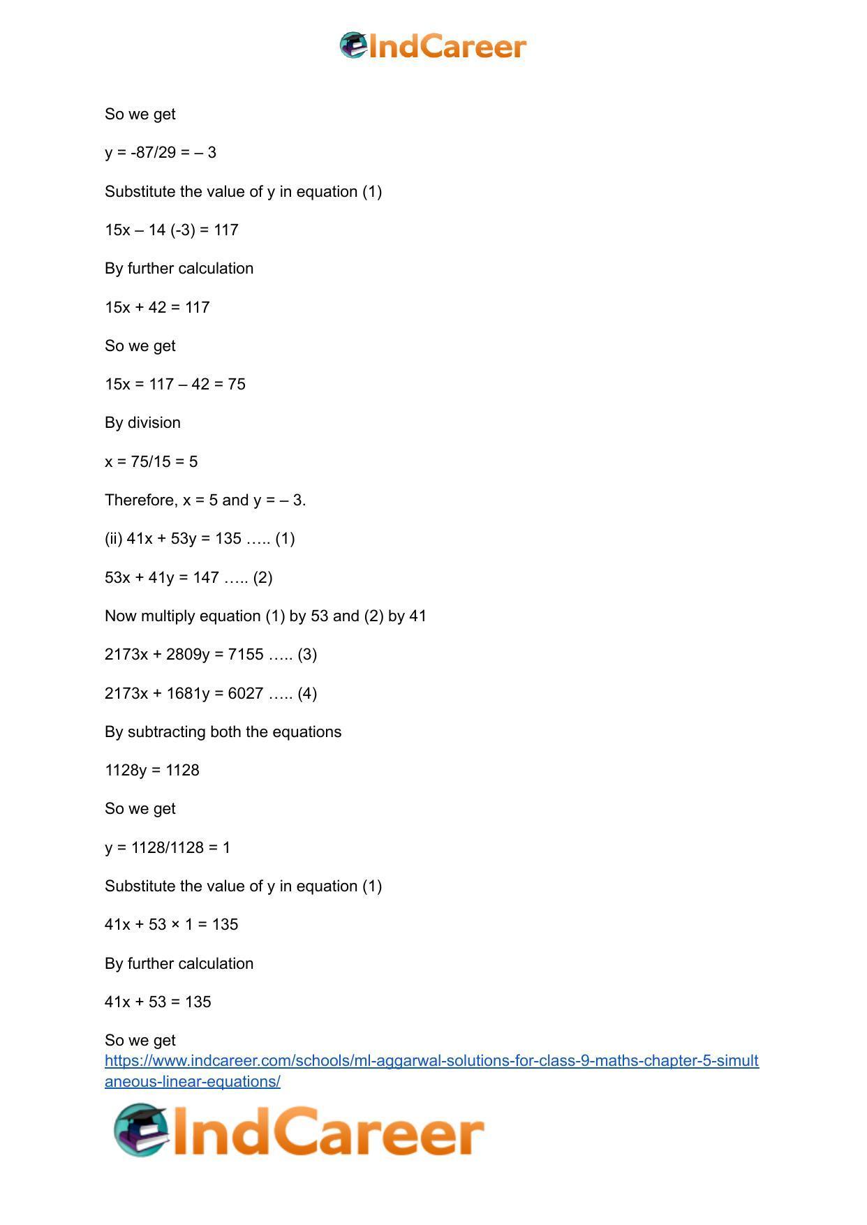 ML Aggarwal Solutions for Class 9 Maths Chapter 5- Simultaneous Linear Equations - Page 19