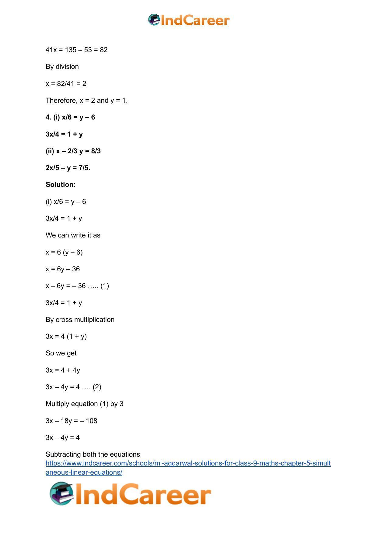 ML Aggarwal Solutions for Class 9 Maths Chapter 5- Simultaneous Linear Equations - Page 20