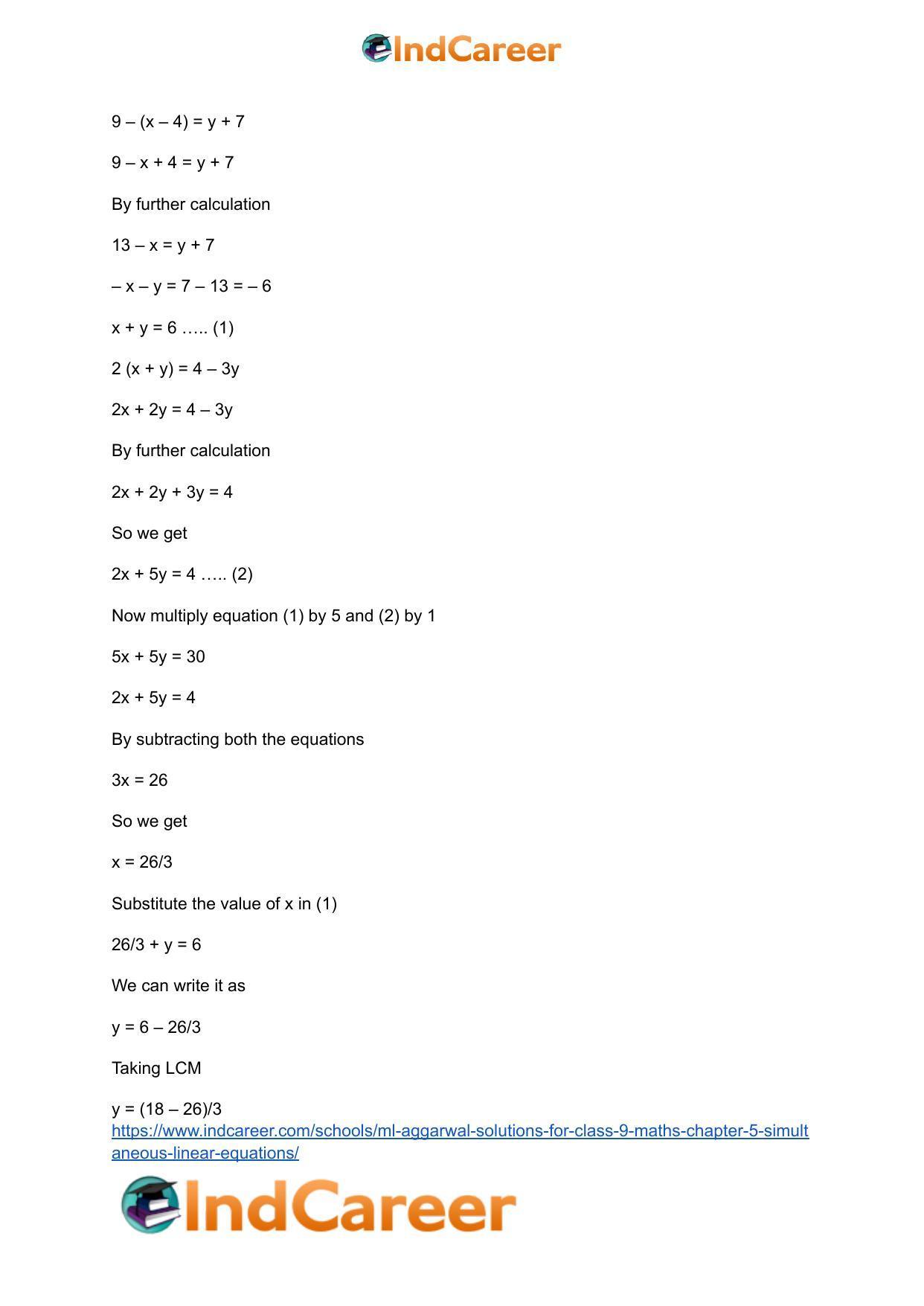 ML Aggarwal Solutions for Class 9 Maths Chapter 5- Simultaneous Linear Equations - Page 23