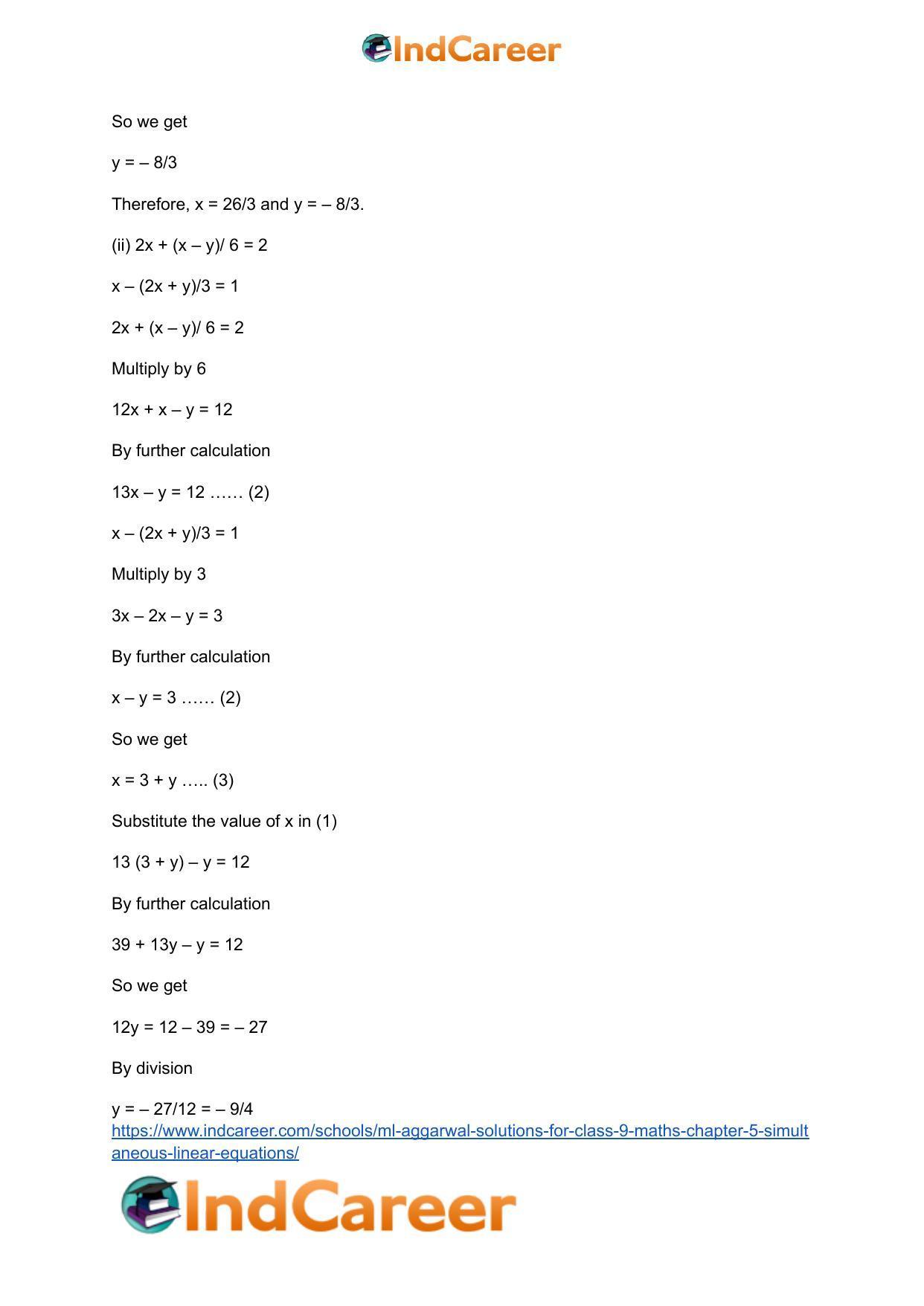 ML Aggarwal Solutions for Class 9 Maths Chapter 5- Simultaneous Linear Equations - Page 24
