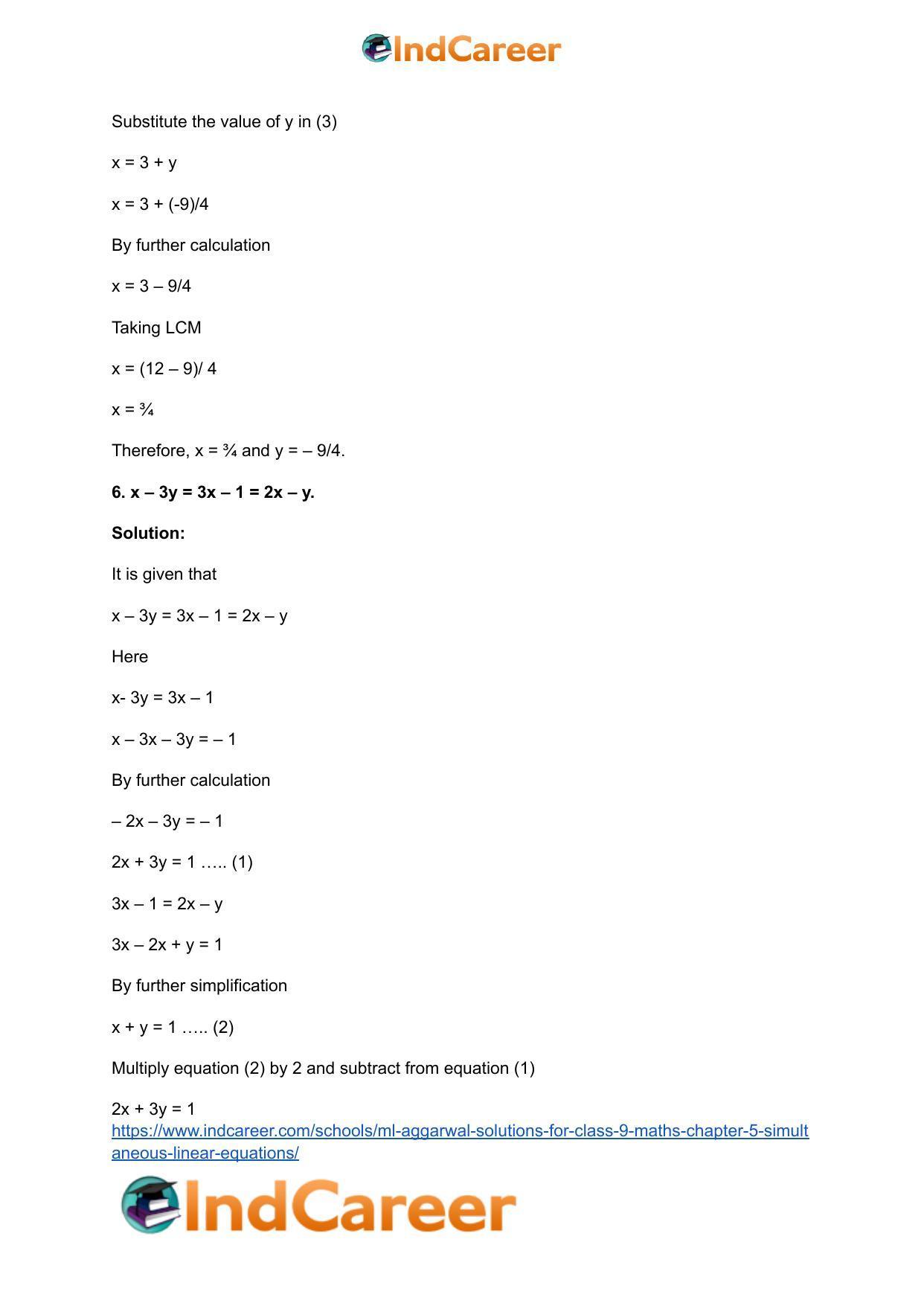 ML Aggarwal Solutions for Class 9 Maths Chapter 5- Simultaneous Linear Equations - Page 25