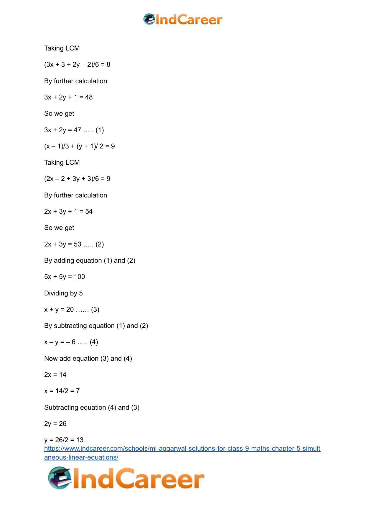ML Aggarwal Solutions for Class 9 Maths Chapter 5- Simultaneous Linear Equations - Page 28