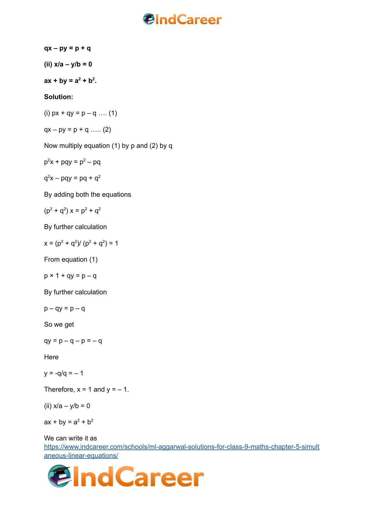 ML Aggarwal Solutions for Class 9 Maths Chapter 5- Simultaneous Linear Equations - Page 31