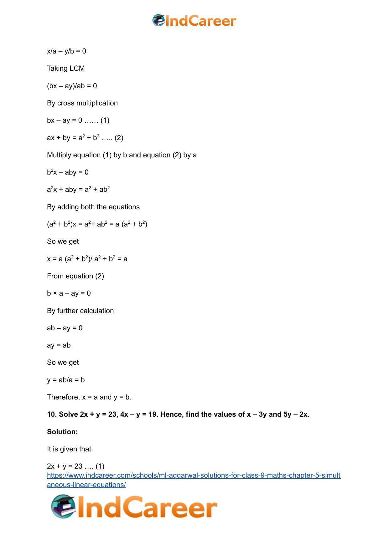 ML Aggarwal Solutions for Class 9 Maths Chapter 5- Simultaneous Linear Equations - Page 32