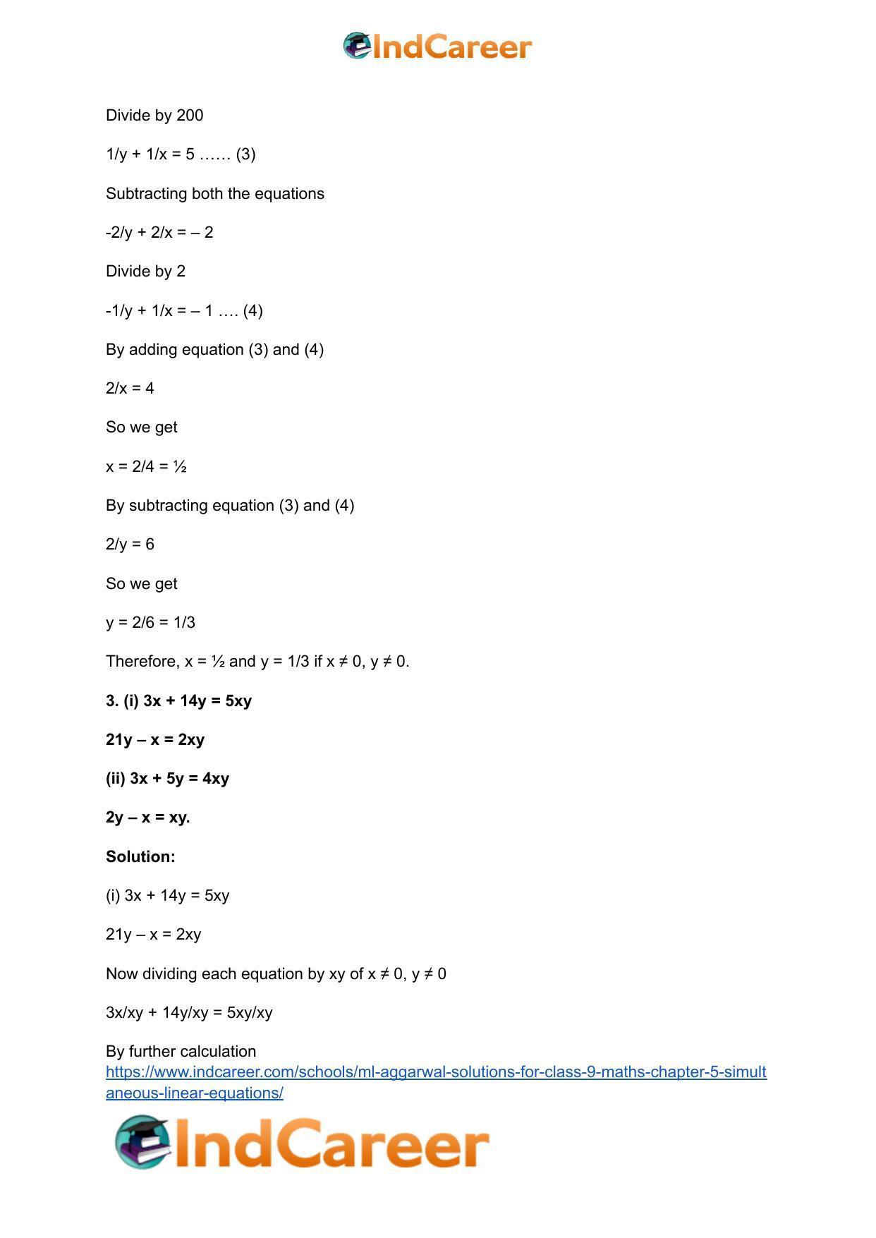ML Aggarwal Solutions for Class 9 Maths Chapter 5- Simultaneous Linear Equations - Page 42