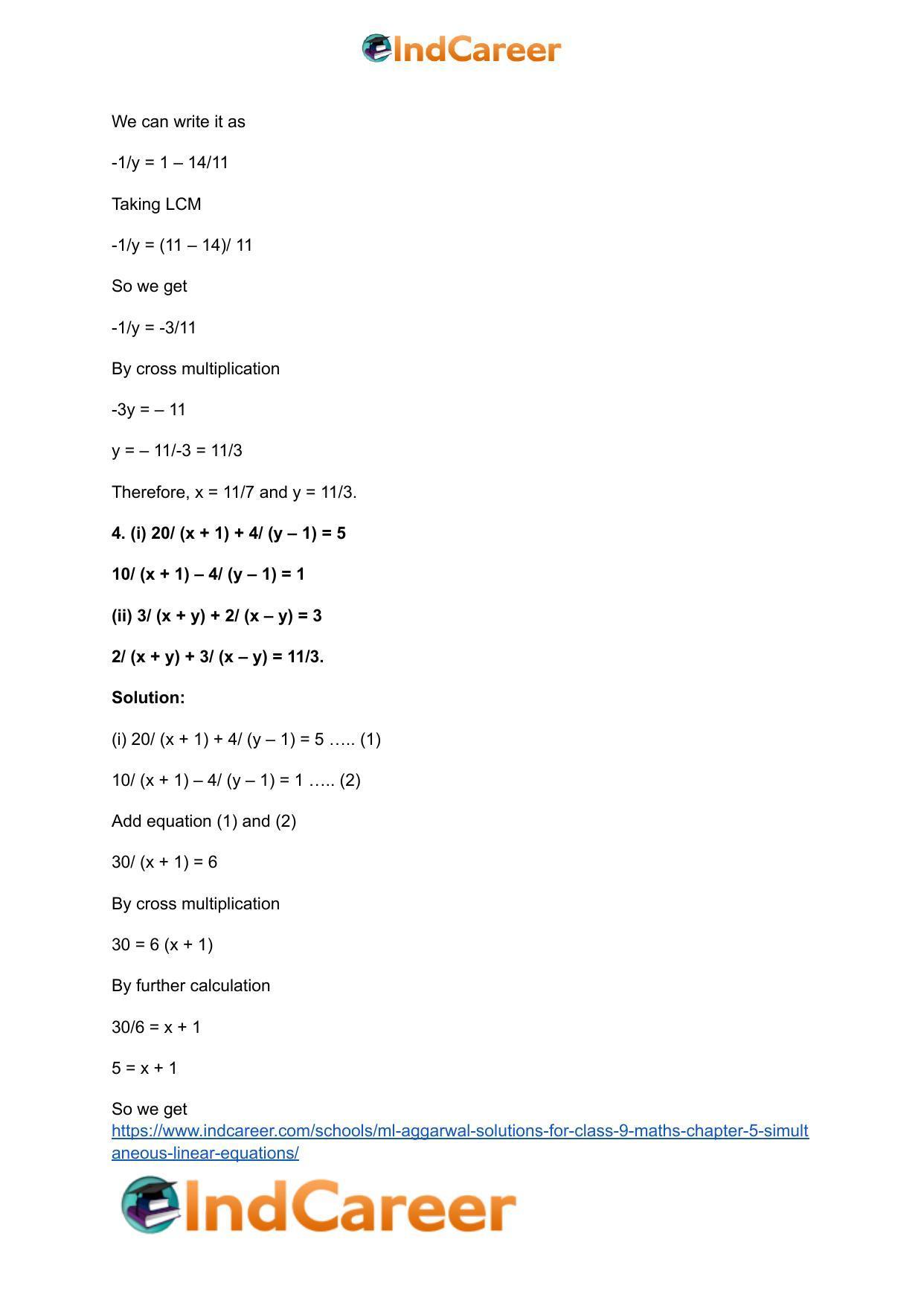 ML Aggarwal Solutions for Class 9 Maths Chapter 5- Simultaneous Linear Equations - Page 44