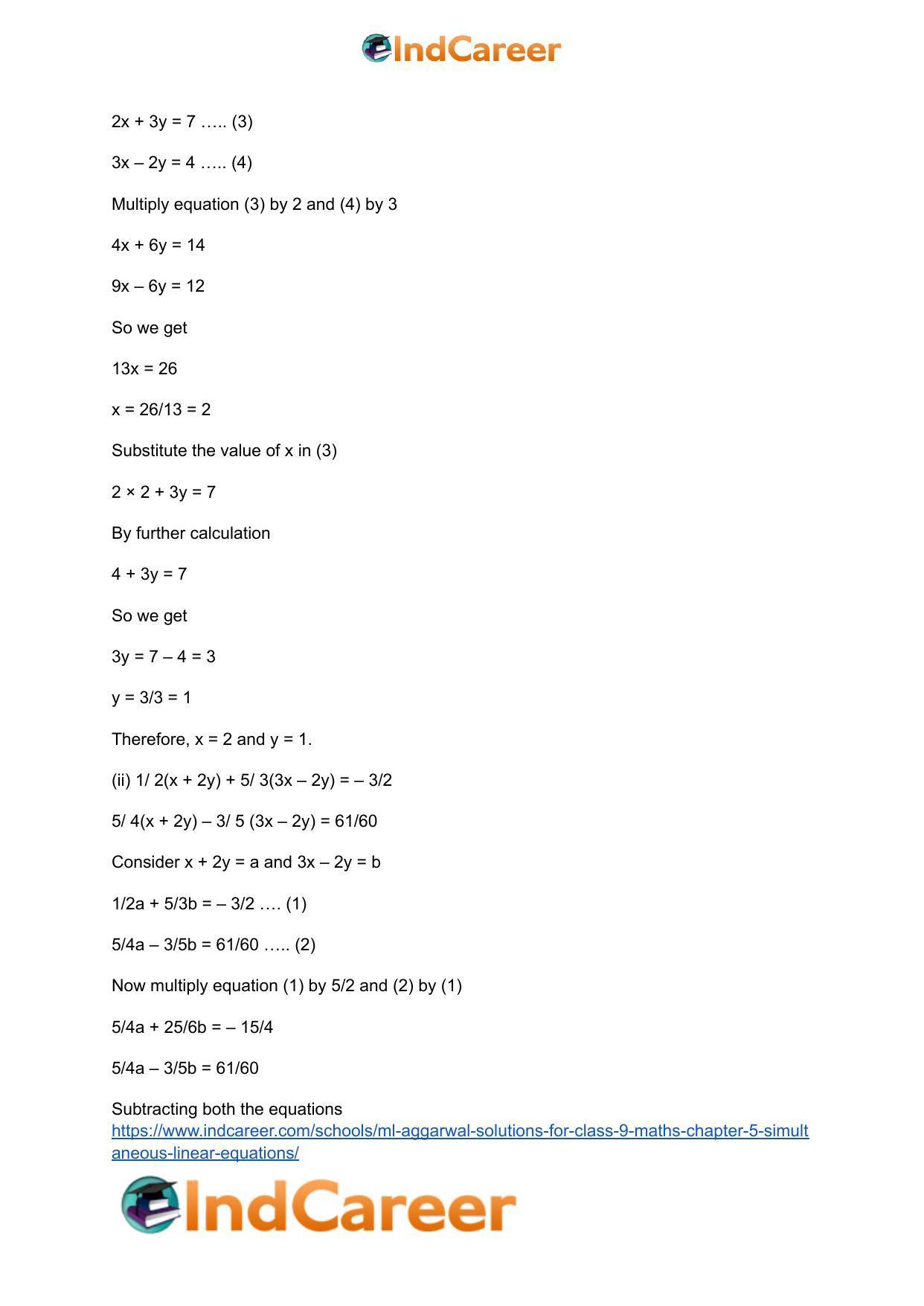 ML Aggarwal Solutions for Class 9 Maths Chapter 5- Simultaneous Linear Equations - Page 48