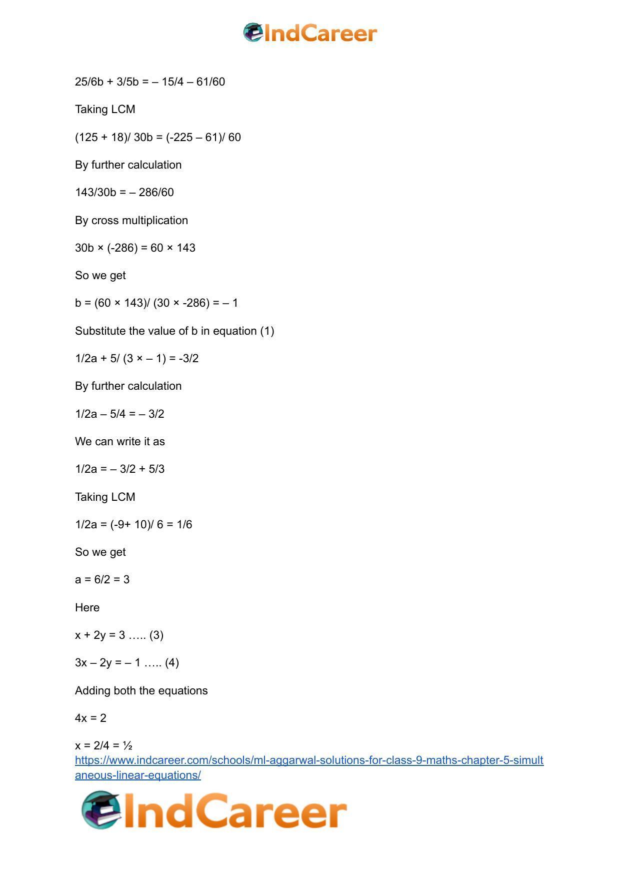 ML Aggarwal Solutions for Class 9 Maths Chapter 5- Simultaneous Linear Equations - Page 49