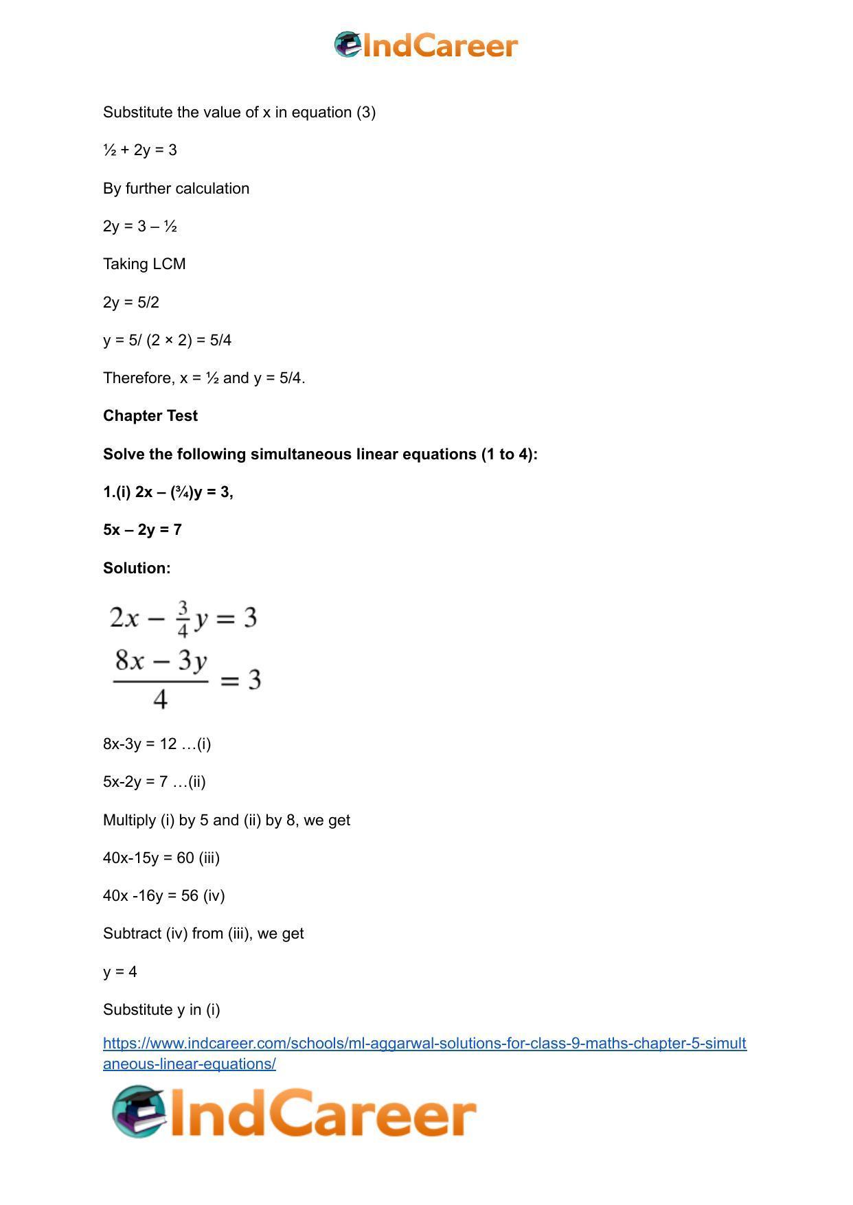 ML Aggarwal Solutions for Class 9 Maths Chapter 5- Simultaneous Linear Equations - Page 50
