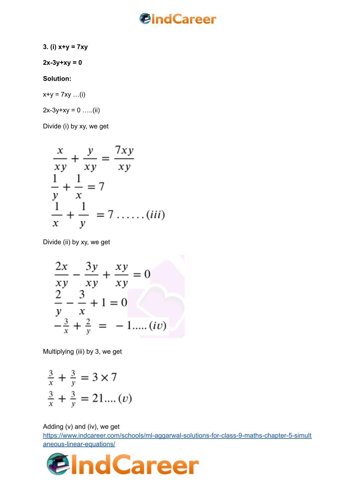 ML Aggarwal Solutions for Class 9 Maths Chapter 5- Simultaneous Linear Equations - Page 54
