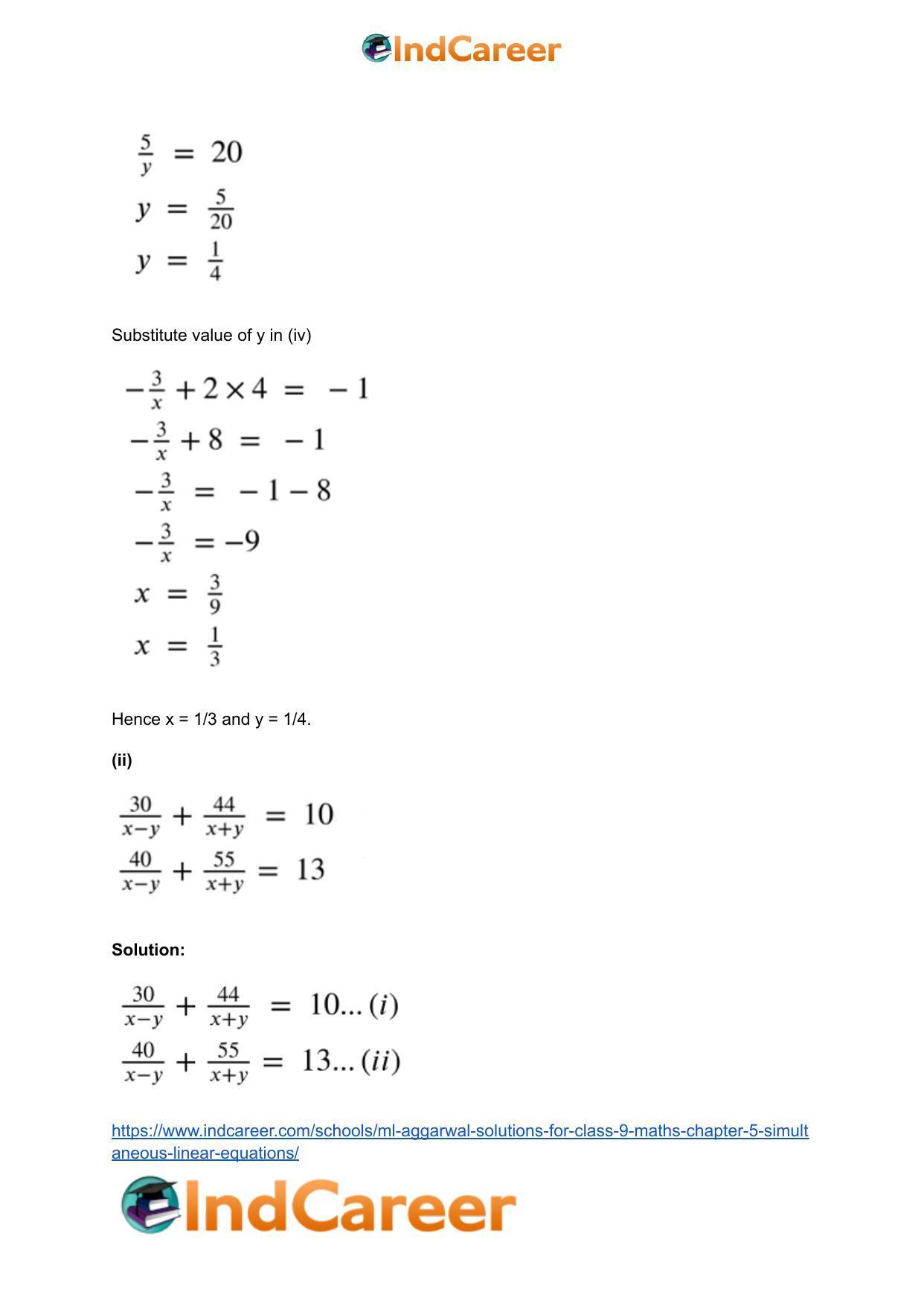 ML Aggarwal Solutions for Class 9 Maths Chapter 5- Simultaneous Linear Equations - Page 55