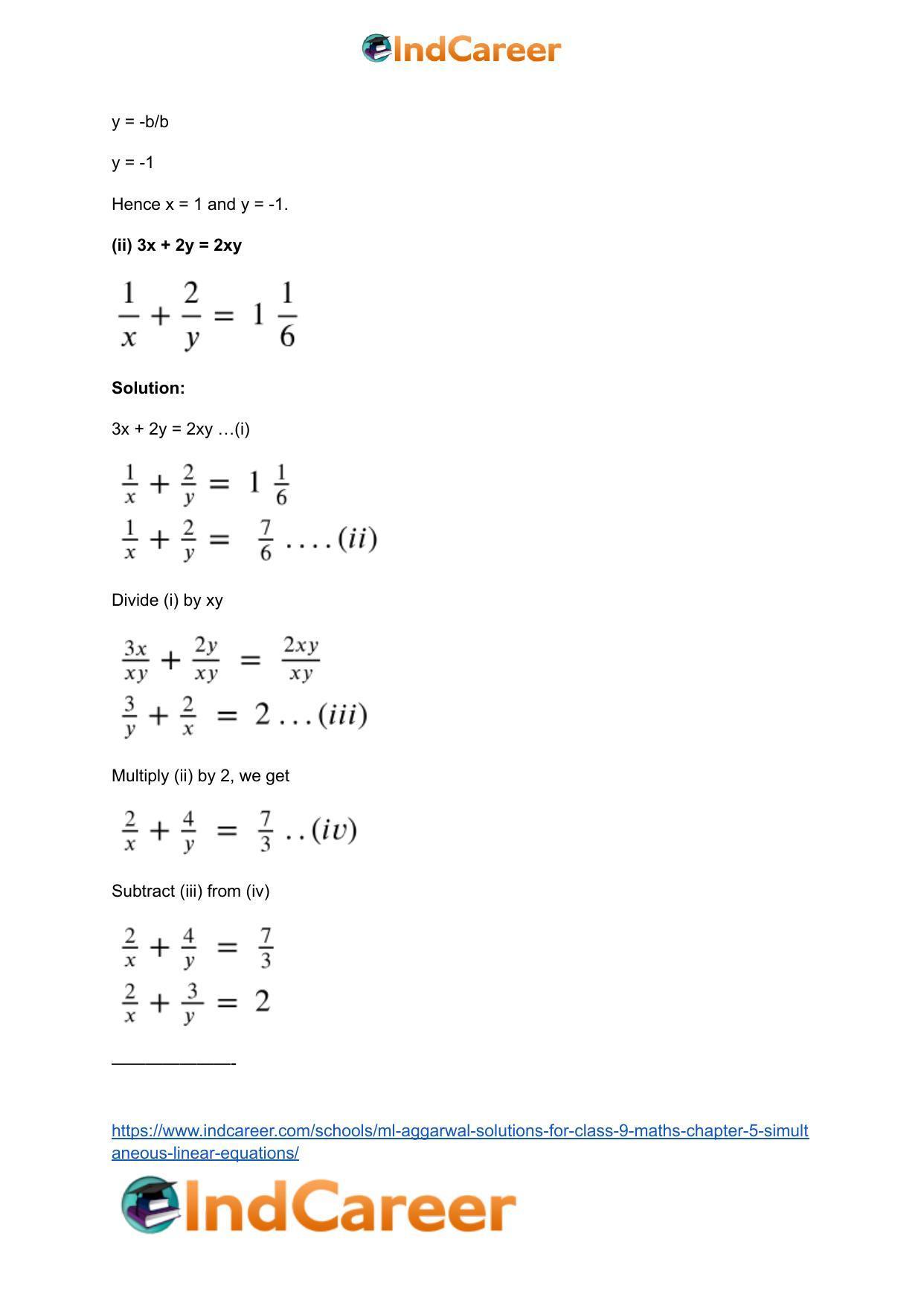 ML Aggarwal Solutions for Class 9 Maths Chapter 5- Simultaneous Linear Equations - Page 58