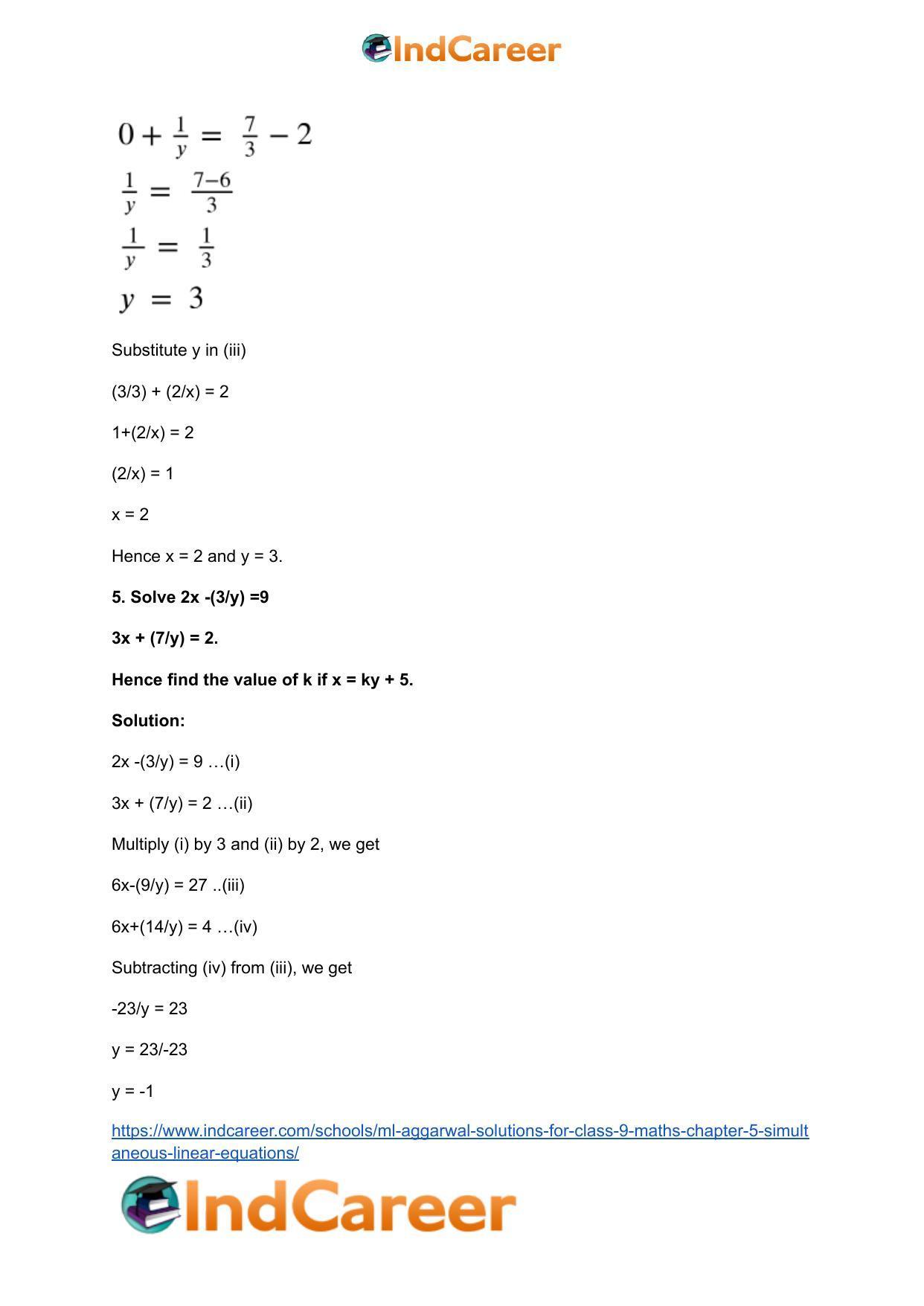 ML Aggarwal Solutions for Class 9 Maths Chapter 5- Simultaneous Linear Equations - Page 59