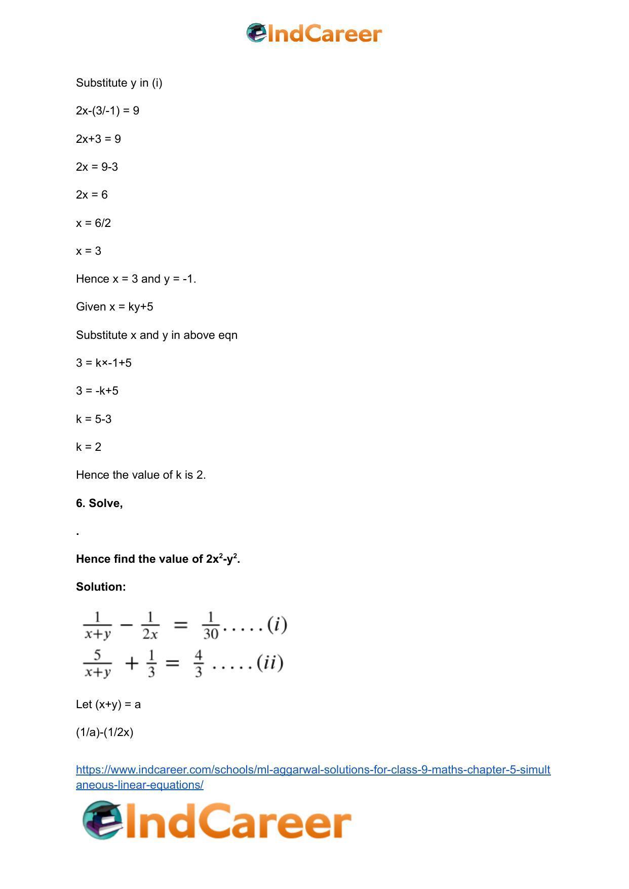 ML Aggarwal Solutions for Class 9 Maths Chapter 5- Simultaneous Linear Equations - Page 60