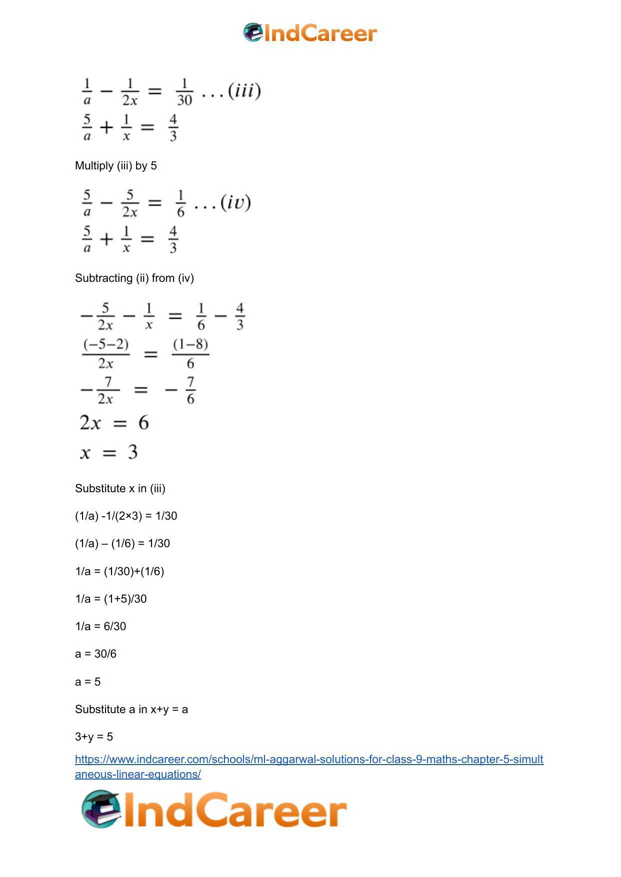 ML Aggarwal Solutions for Class 9 Maths Chapter 5- Simultaneous Linear Equations - Page 61