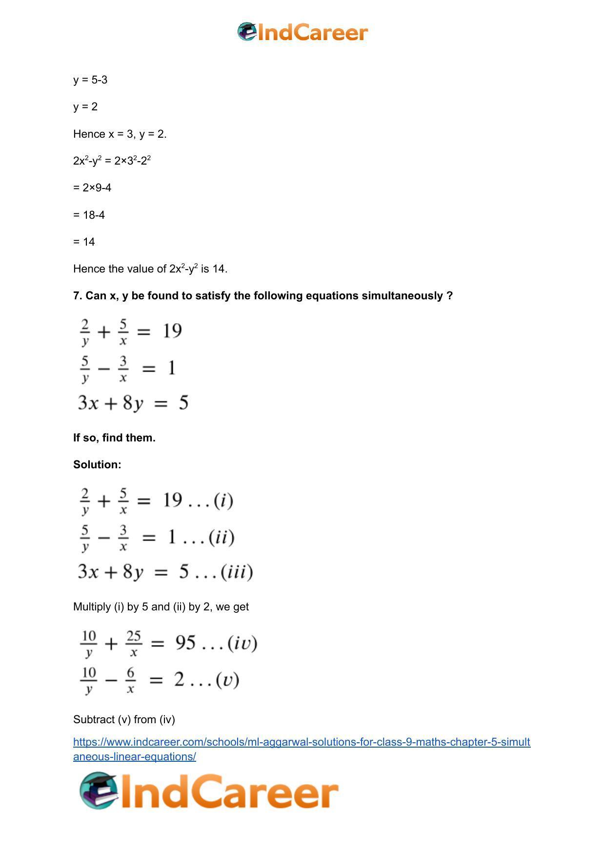 ML Aggarwal Solutions for Class 9 Maths Chapter 5- Simultaneous Linear Equations - Page 62