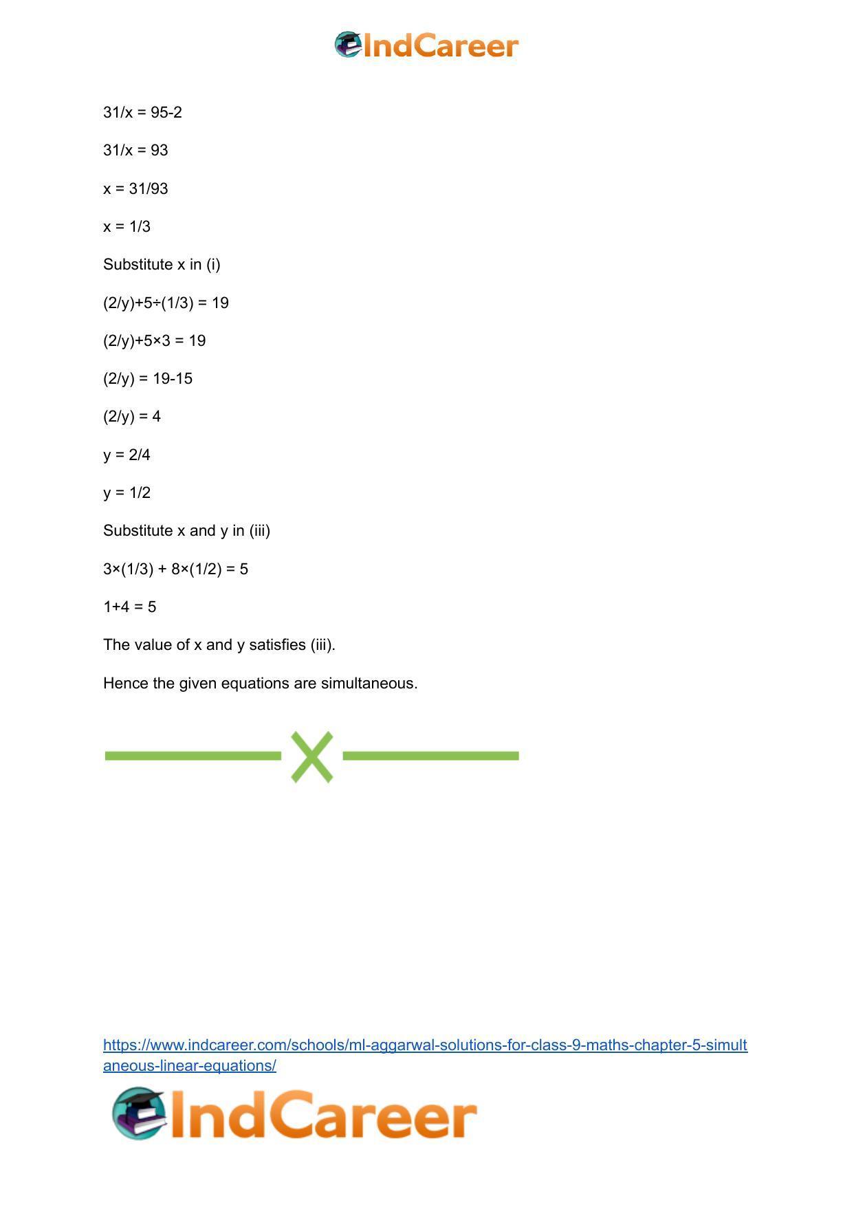 ML Aggarwal Solutions for Class 9 Maths Chapter 5- Simultaneous Linear Equations - Page 63