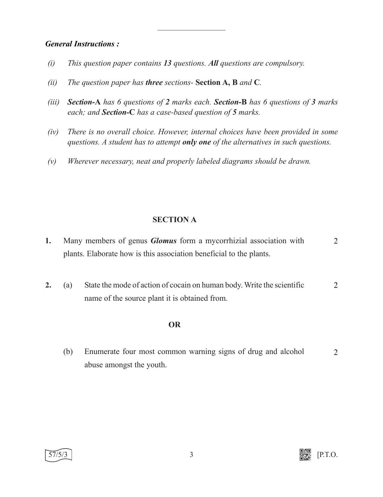 CBSE Class 12 57-5-3 Biology 2022 Question Paper - Page 3