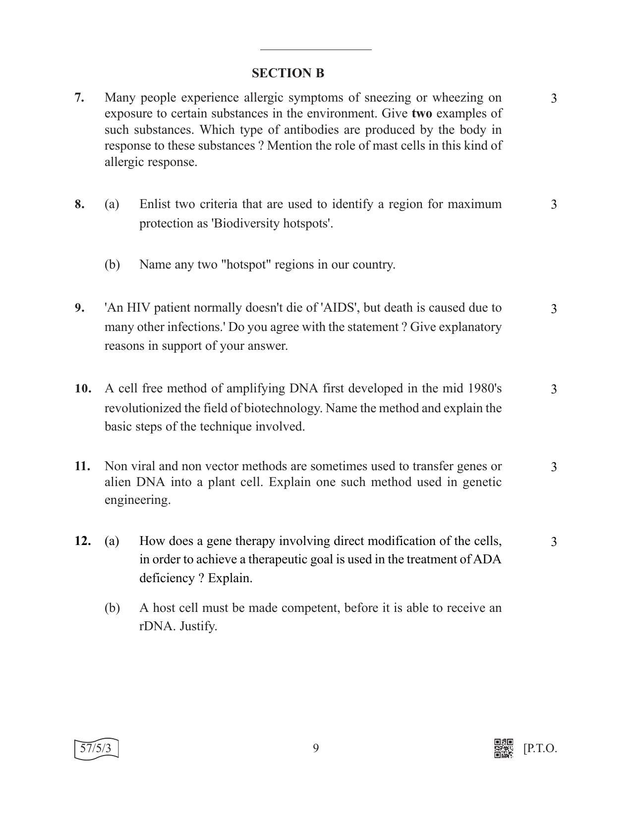 CBSE Class 12 57-5-3 Biology 2022 Question Paper - Page 9