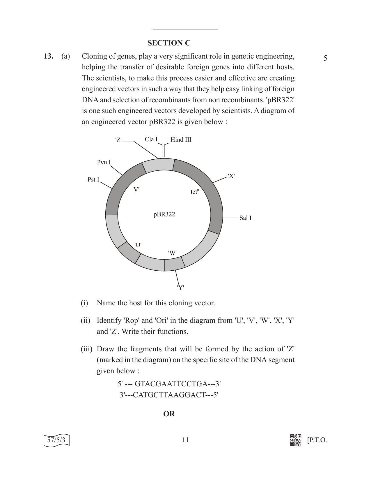 CBSE Class 12 57-5-3 Biology 2022 Question Paper - Page 11