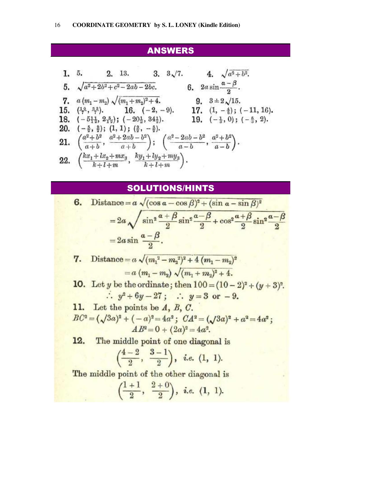 Chapter 2: Coordinates - SL Loney Solutions: The Elements of Coordinate Geometry - Page 9