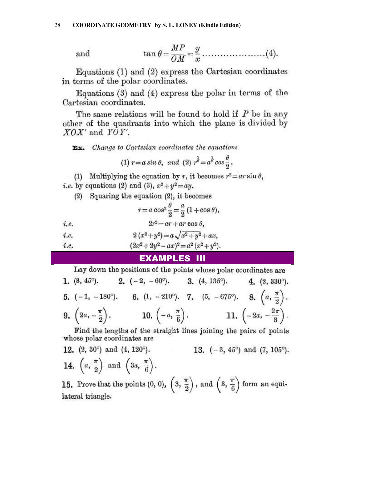 Chapter 2: Coordinates - SL Loney Solutions: The Elements of Coordinate Geometry - Page 21