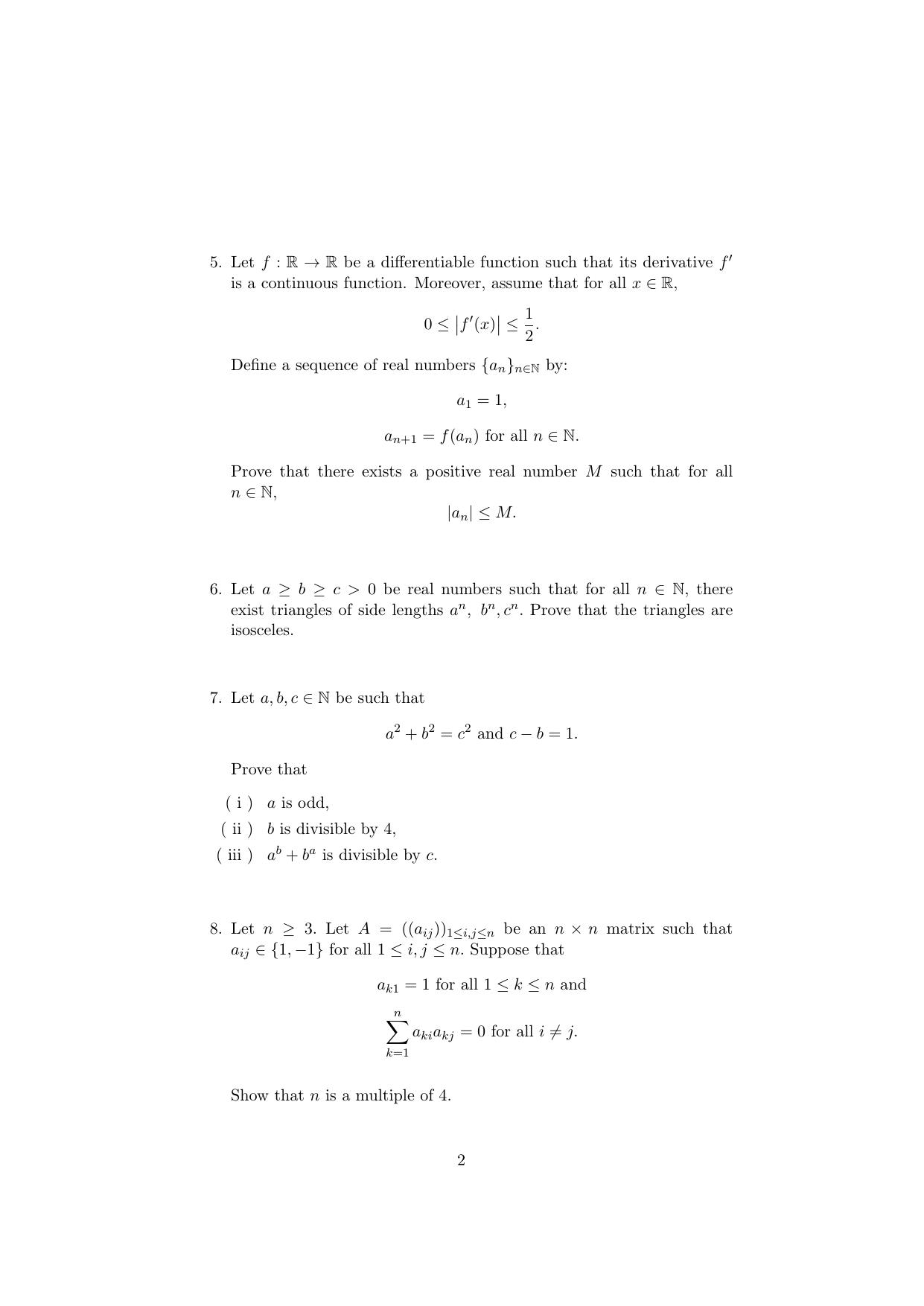ISI Admission Test B.Stat UGB 2018 Sample Paper - Page 2