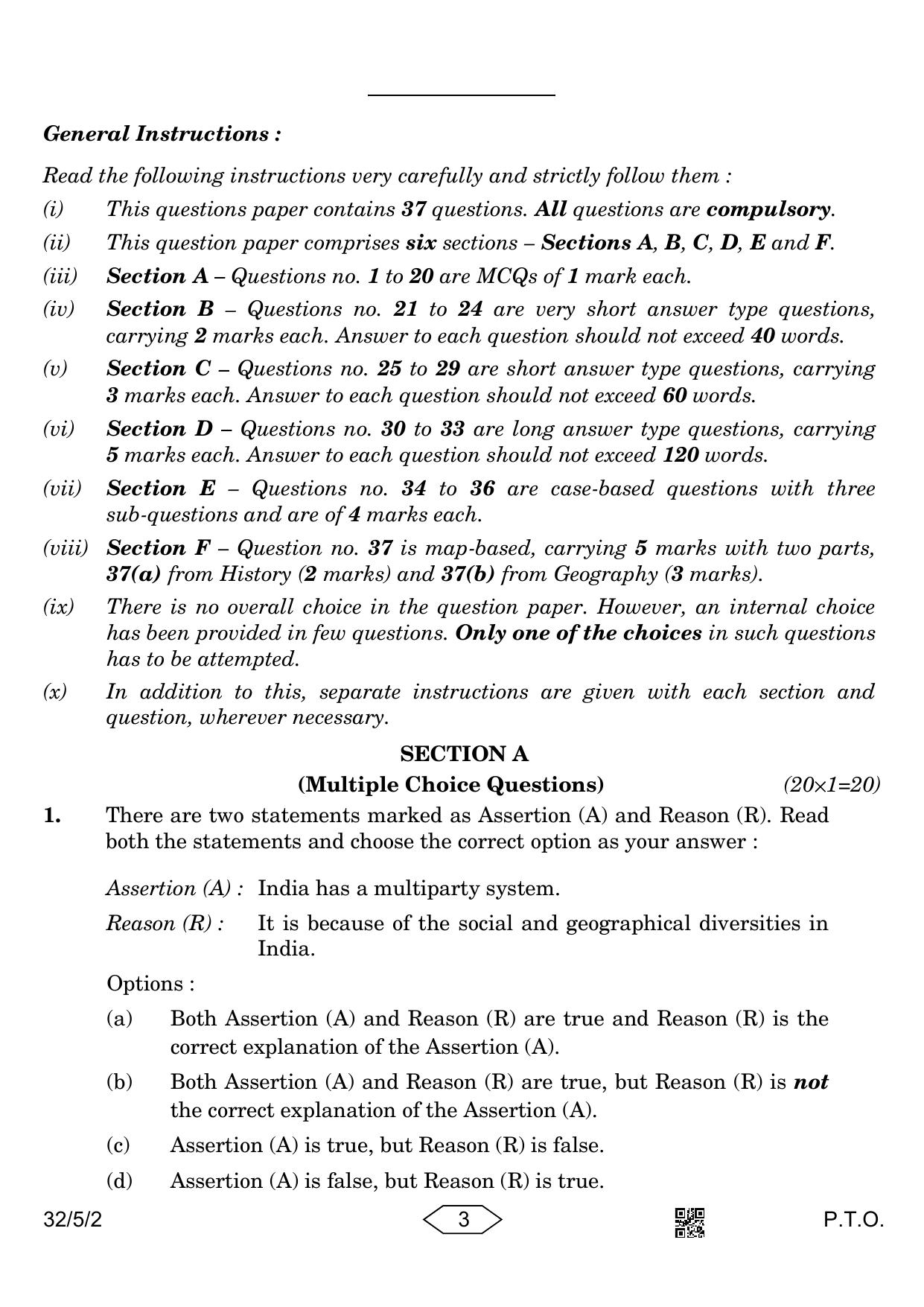 CBSE Class 10 32-5-2 Social Science 2023 Question Paper - Page 3