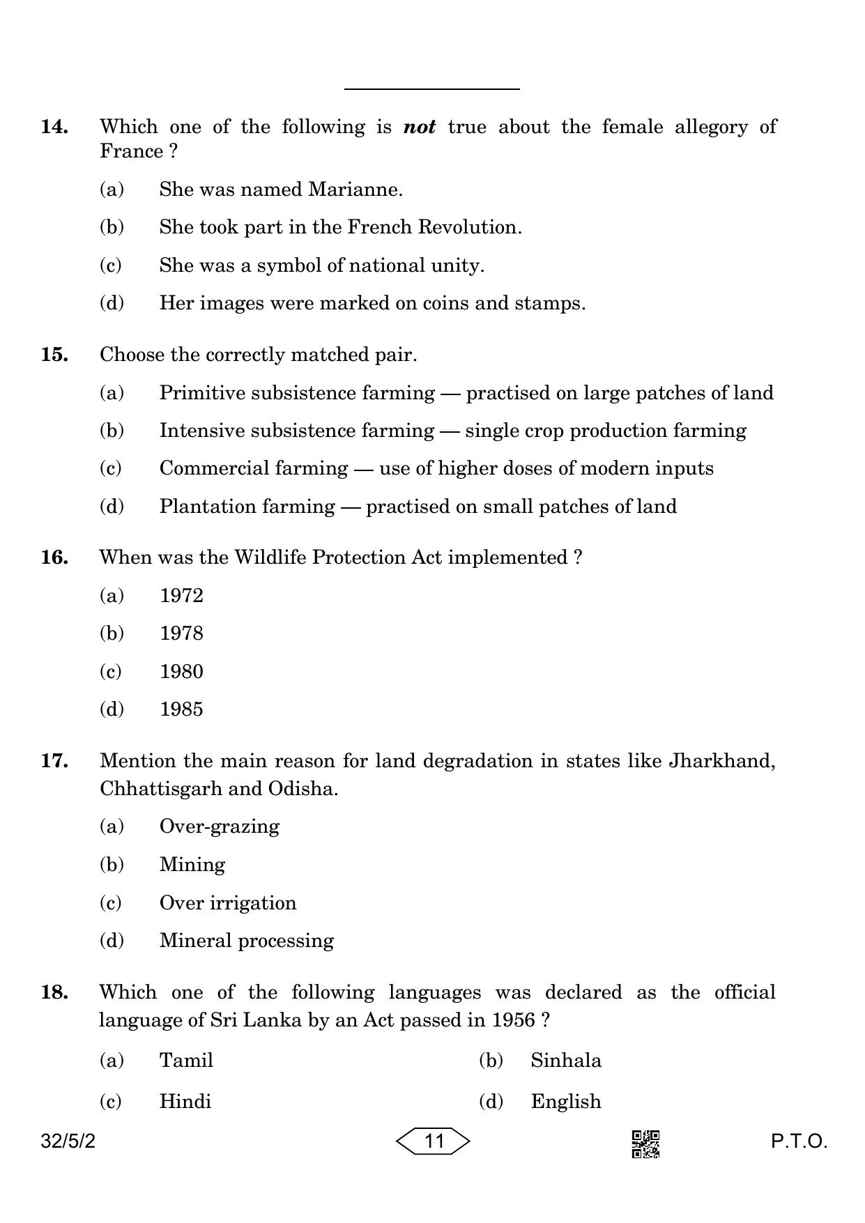 CBSE Class 10 32-5-2 Social Science 2023 Question Paper - Page 11
