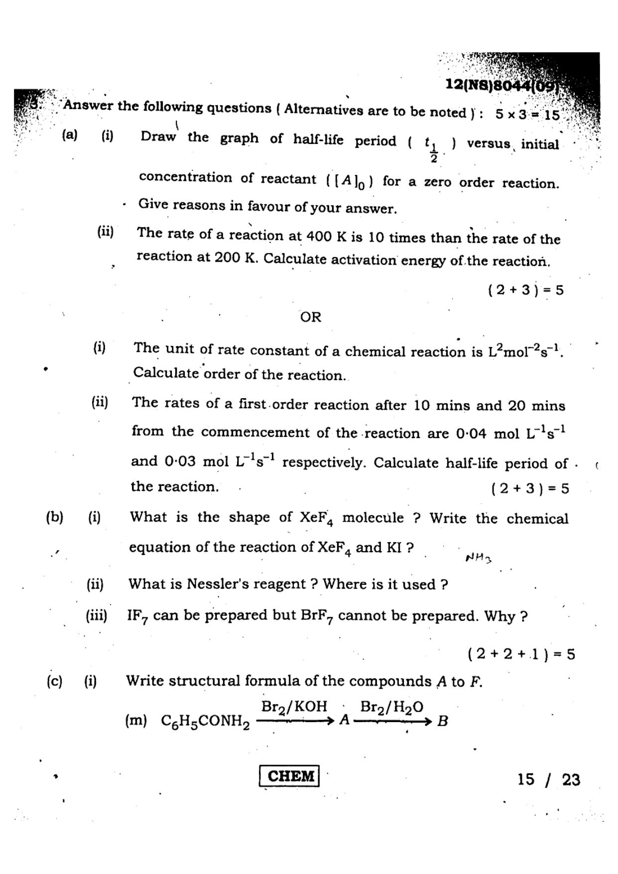 West Bengal Board Class 12 Chemistry - 12(NS)8044(09) - 2019 (E.M) Question Paper - Page 6