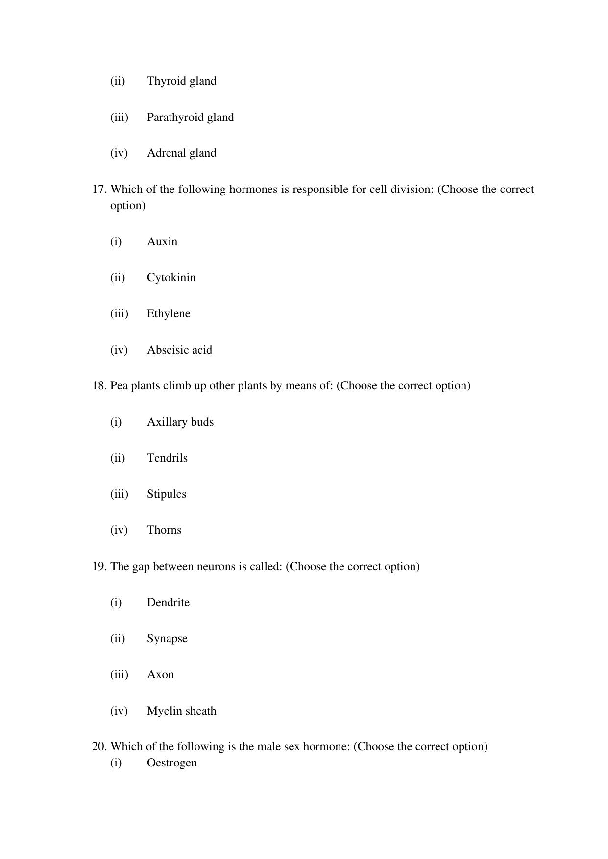 JKBOSE Class 10 CONTROL AND COORDINATION Question Bank - Page 2