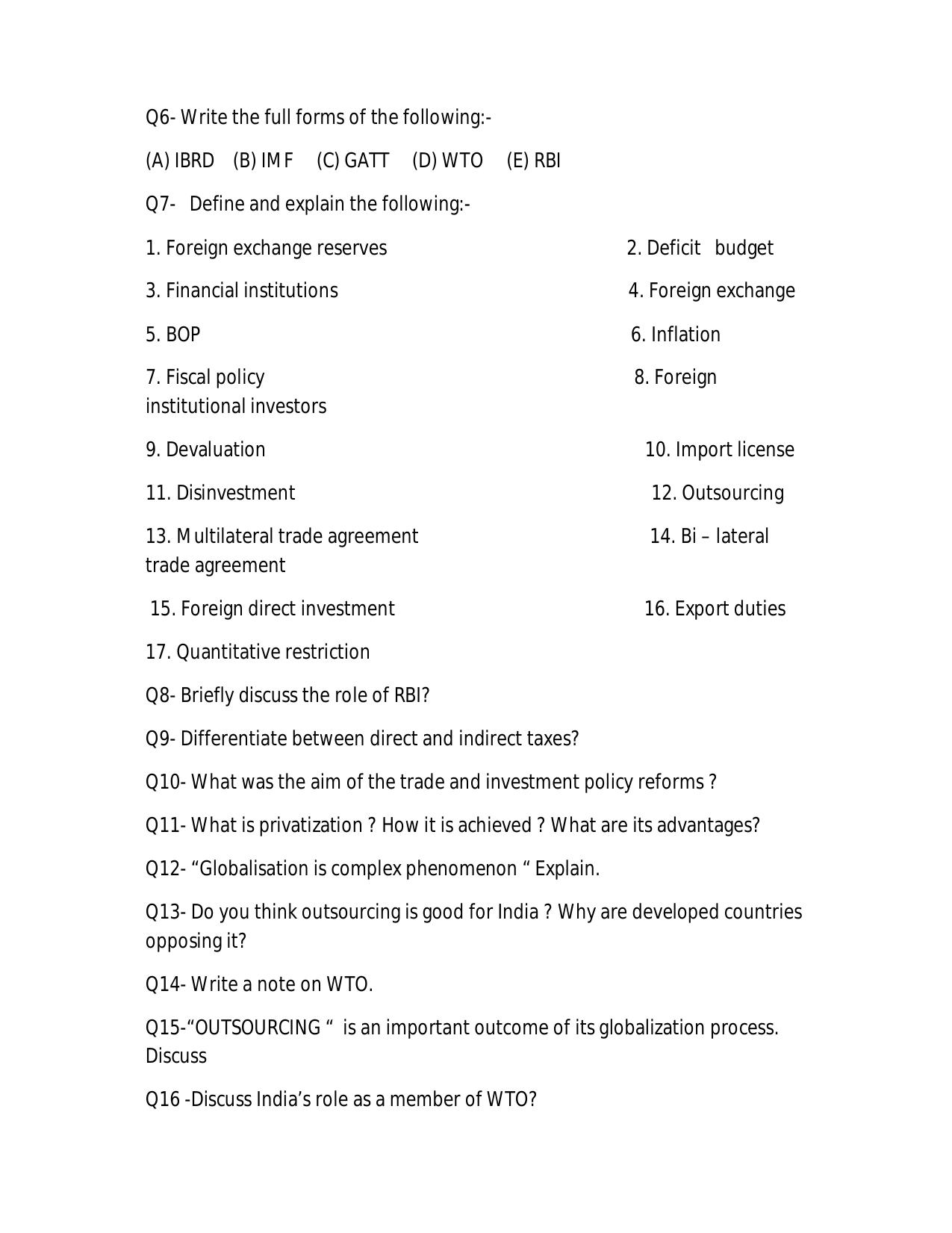 CBSE Worksheets for Class 11 Economics Assignment 6 - Page 2