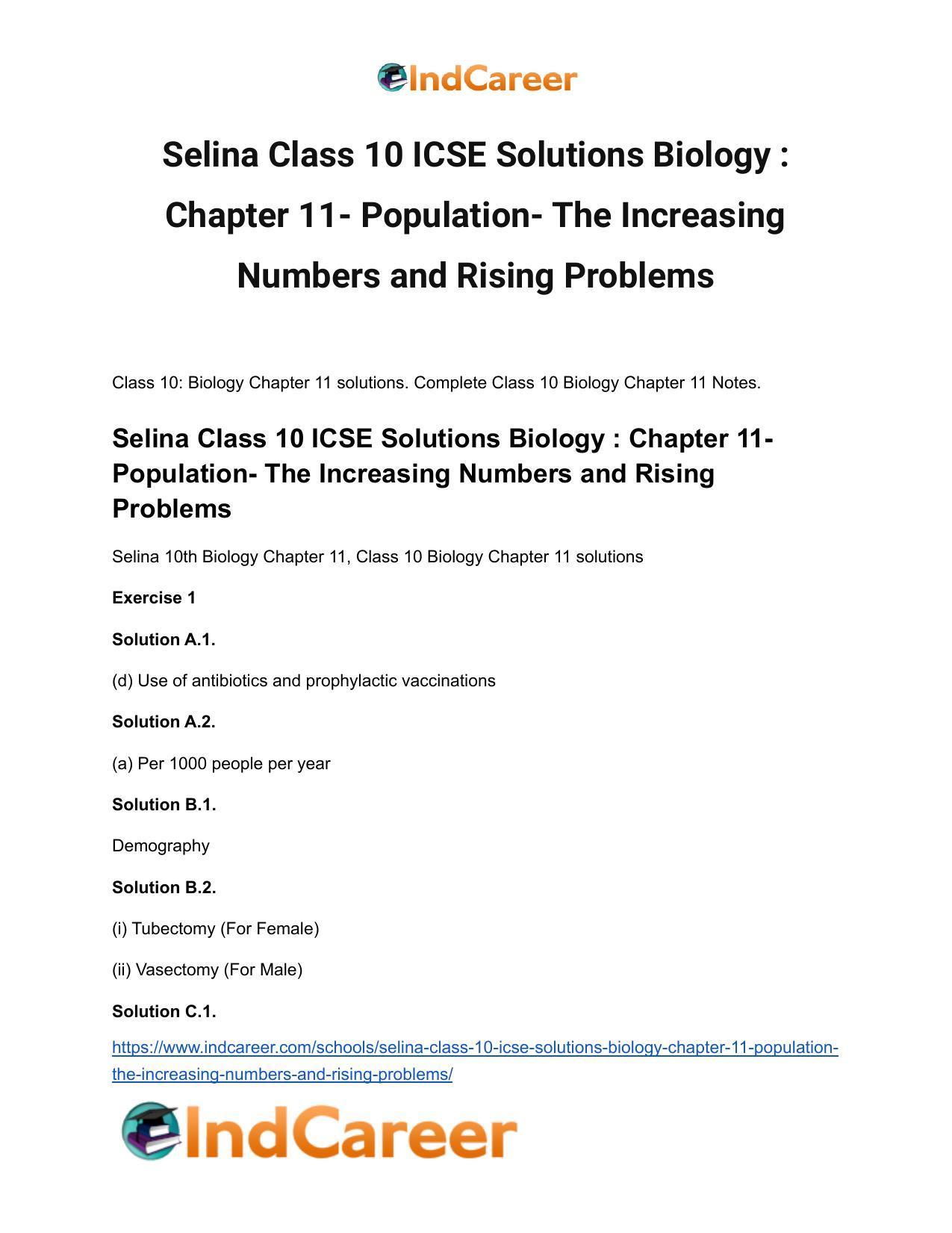 Selina Class 10 ICSE Solutions Biology : Chapter 11- Population- The Increasing Numbers and Rising Problems - Page 2