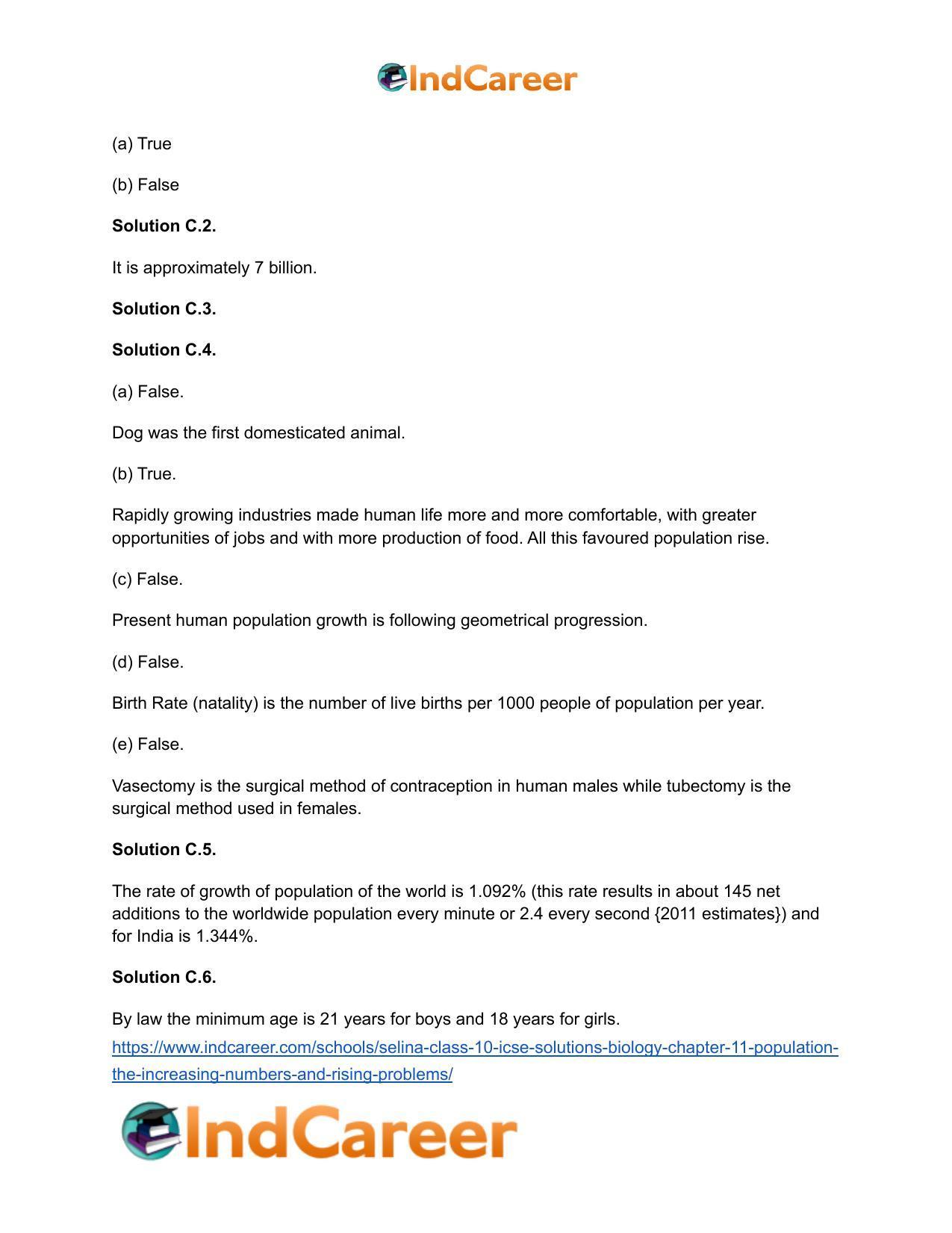 Selina Class 10 ICSE Solutions Biology : Chapter 11- Population- The Increasing Numbers and Rising Problems - Page 3