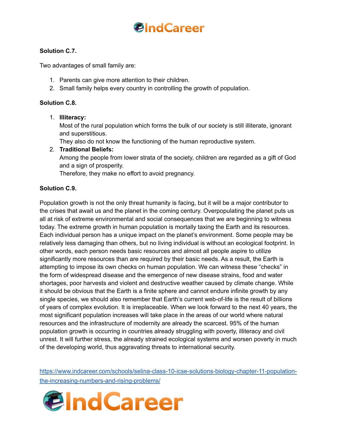 Selina Class 10 ICSE Solutions Biology : Chapter 11- Population- The Increasing Numbers and Rising Problems - Page 4