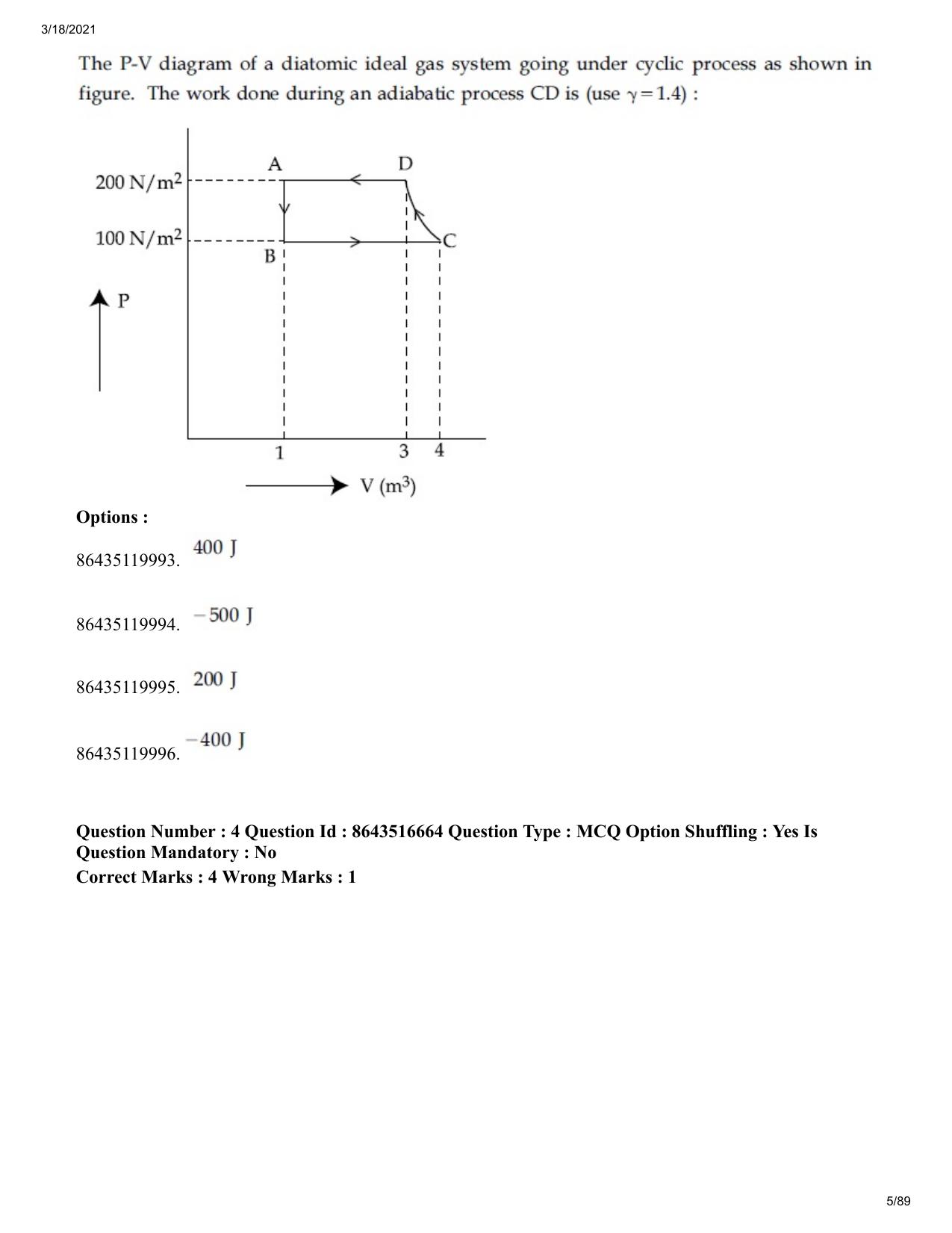 JEE Mains 2021: BTech EO (Shift 1) 18-03-2021 Question Paper - Page 5