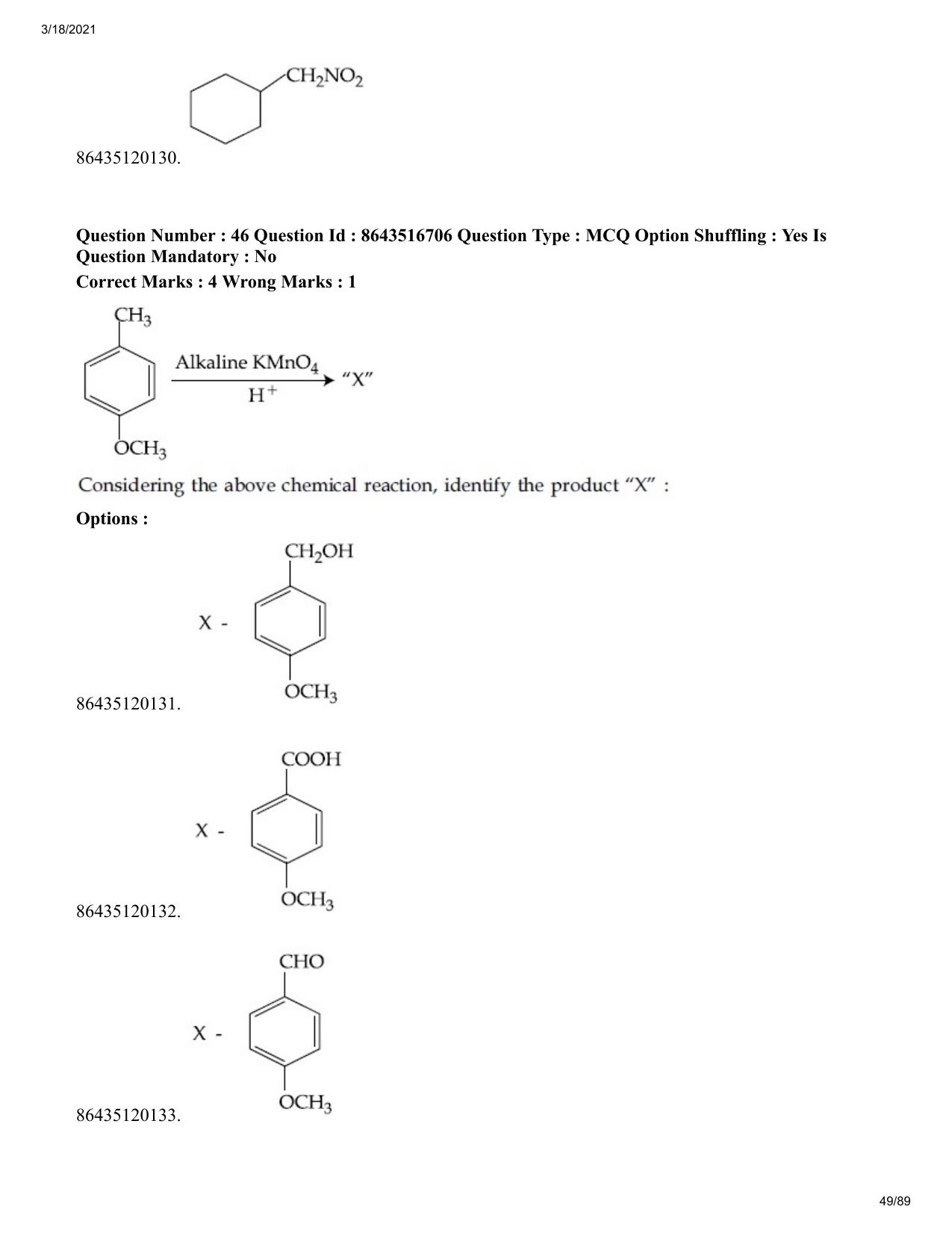 JEE Mains 2021: BTech EO (Shift 1) 18-03-2021 Question Paper - Page 49