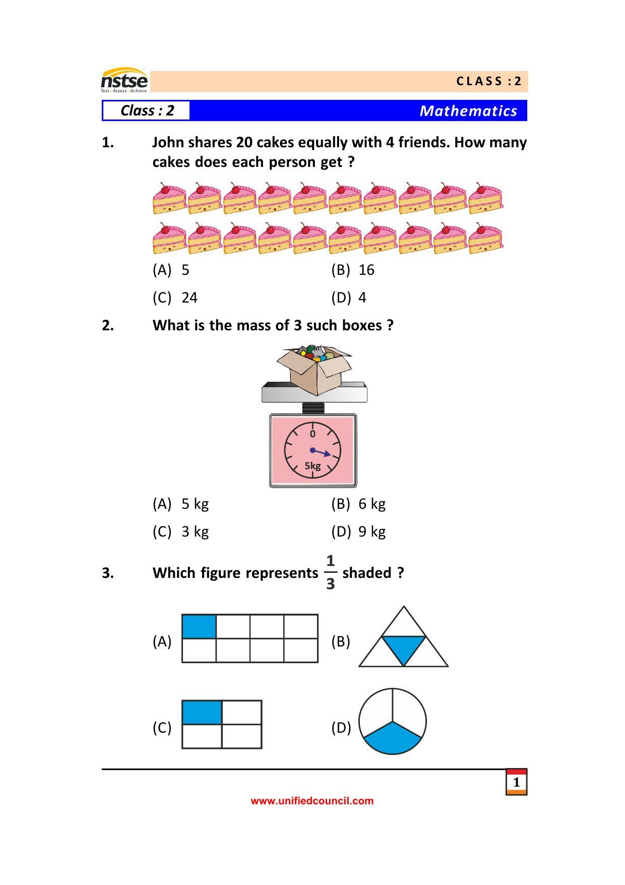 2023 Class 2 NSTSE Sample Question Papers - Page 1