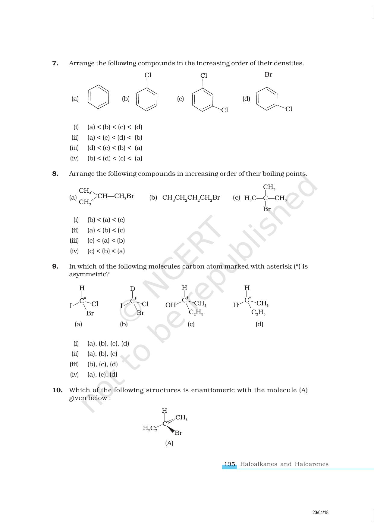 NCERT Exemplar Class 12: Chemistry - Haloalkanes and Haloarenes - Page 3