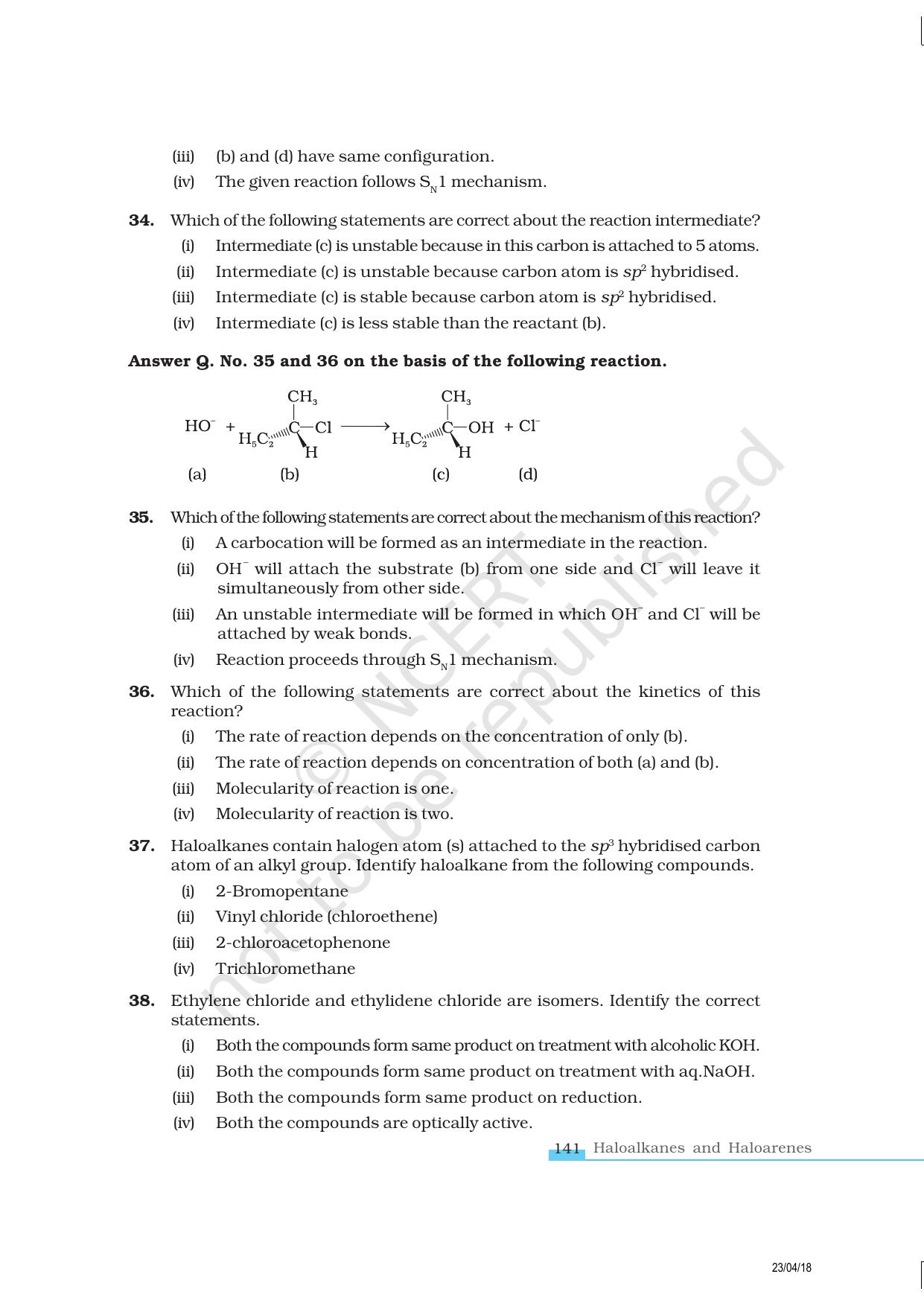 NCERT Exemplar Class 12: Chemistry - Haloalkanes and Haloarenes - Page 9