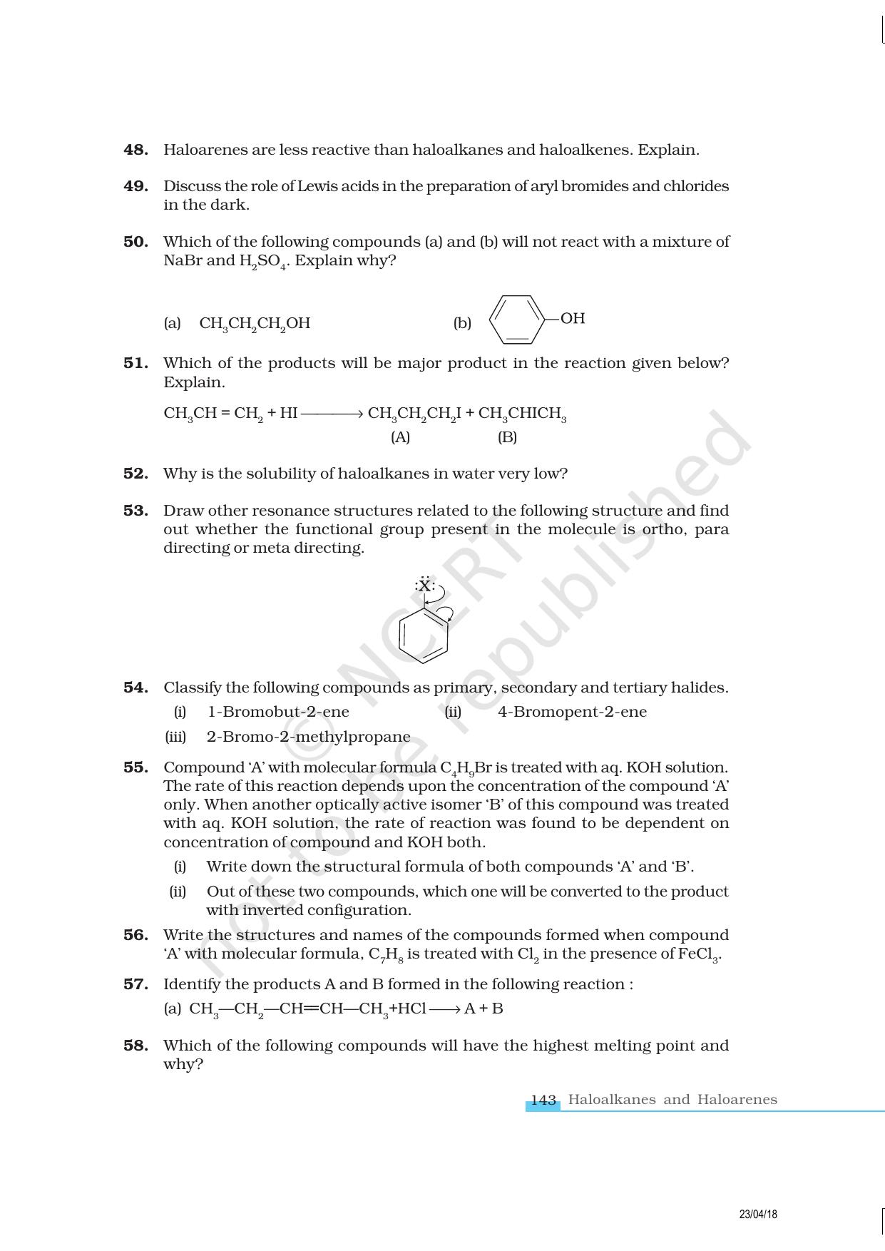 NCERT Exemplar Class 12: Chemistry - Haloalkanes and Haloarenes - Page 11