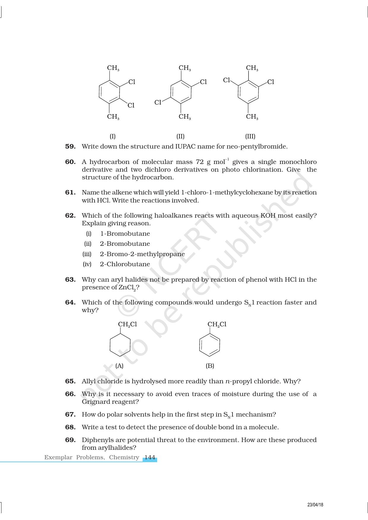 NCERT Exemplar Class 12: Chemistry - Haloalkanes and Haloarenes - Page 12