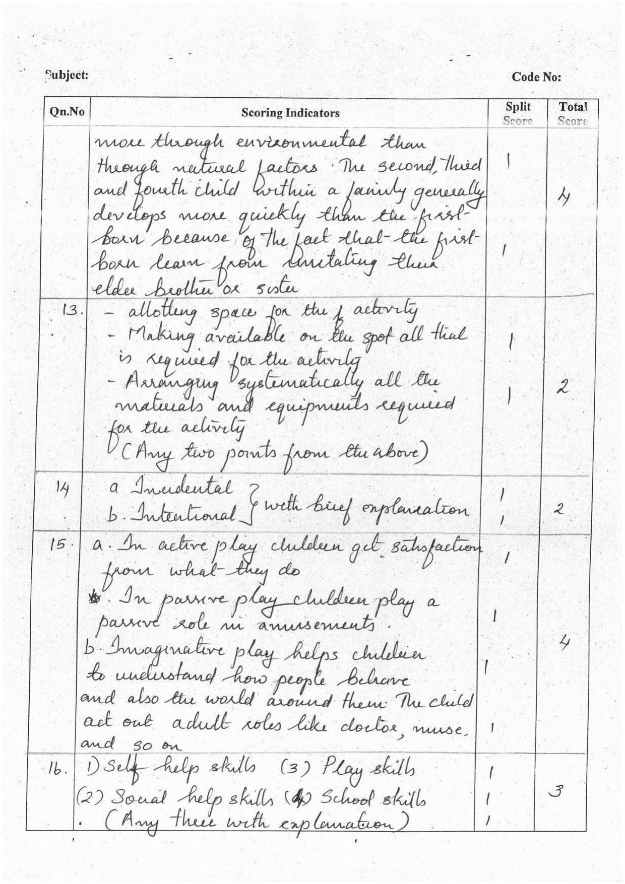Kerala Plus One 2016 Home Science Answer Key - Page 3