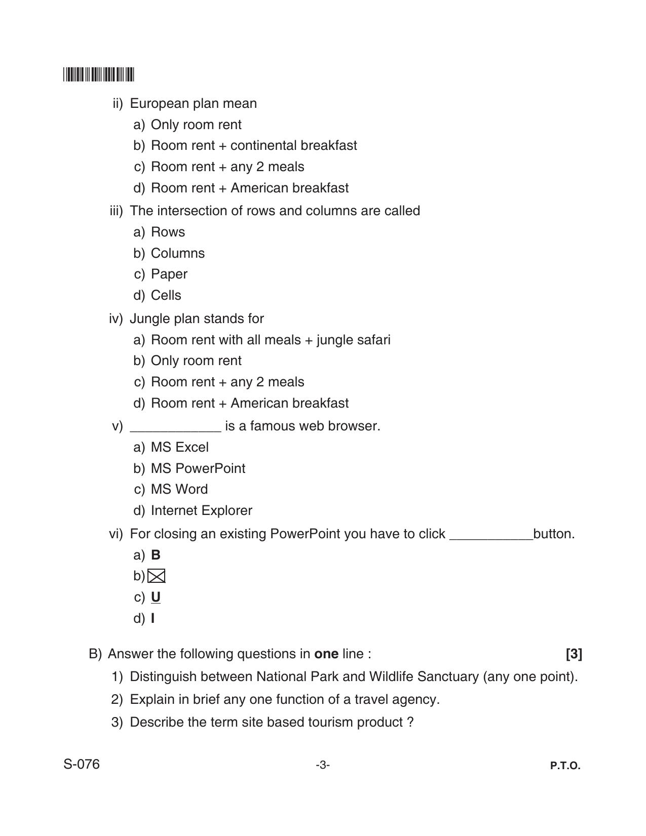 Goa Board Class 10 Travel & Tourism  076 Nsqf (June 2018) Question Paper - Page 3