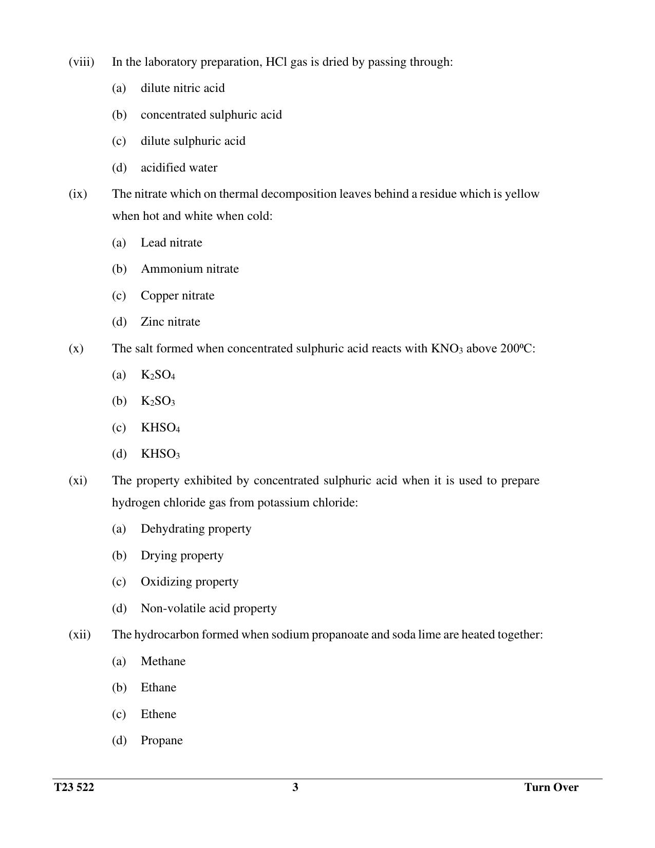 ICSE Class 10 CHEMISTRY (SCIENCE PAPER 2) 2023 Question Paper - Page 3