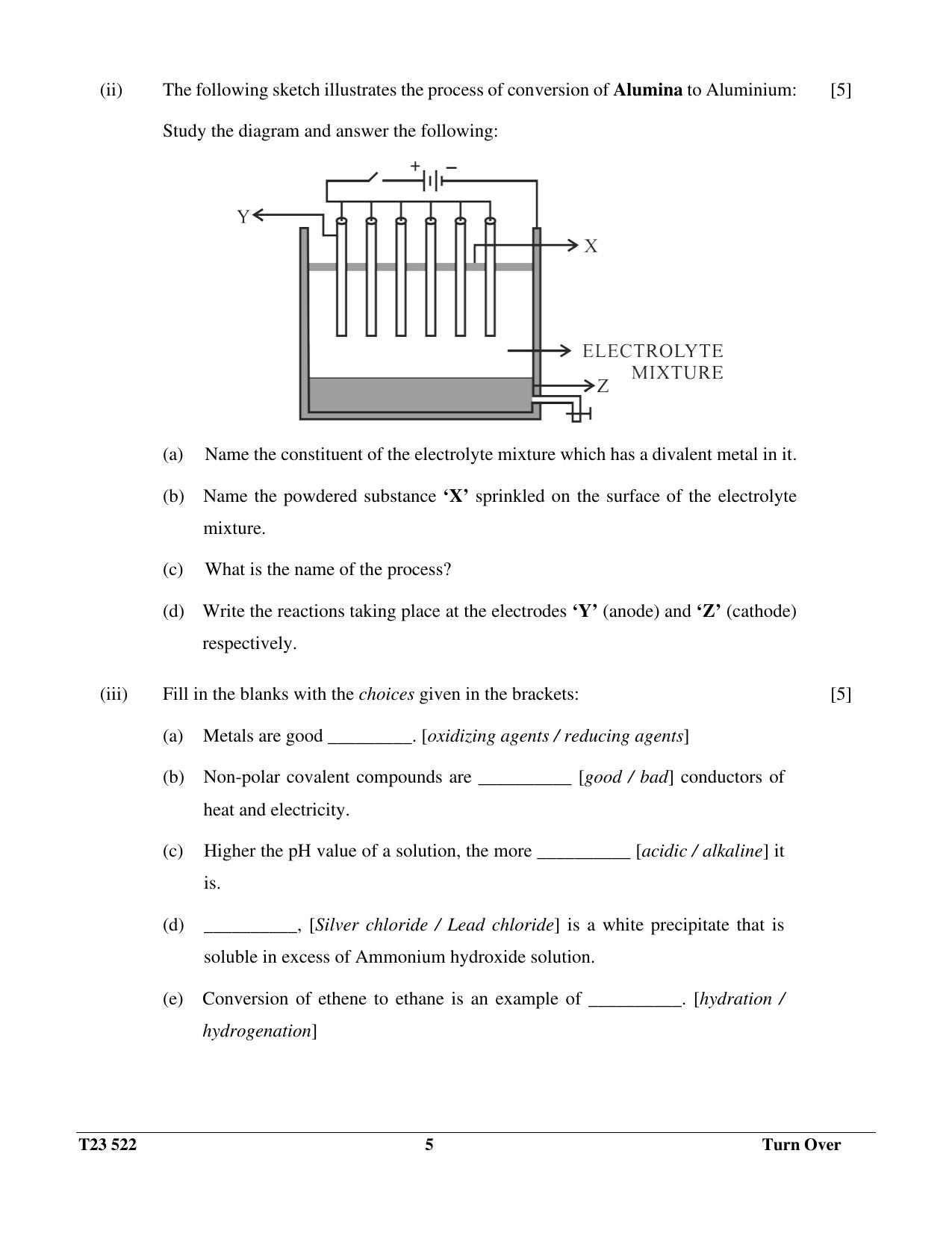 ICSE Class 10 CHEMISTRY (SCIENCE PAPER 2) 2023 Question Paper - Page 5